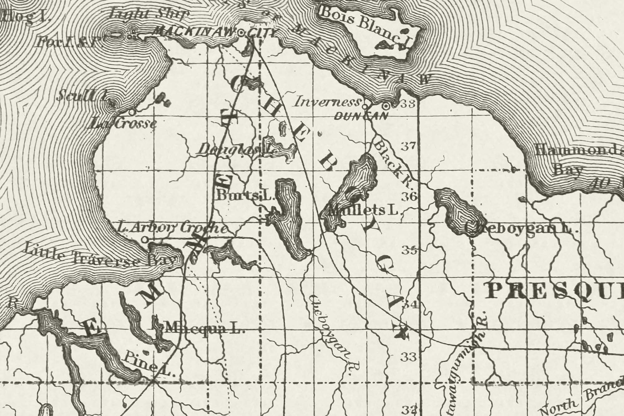 old michigan map 1800s