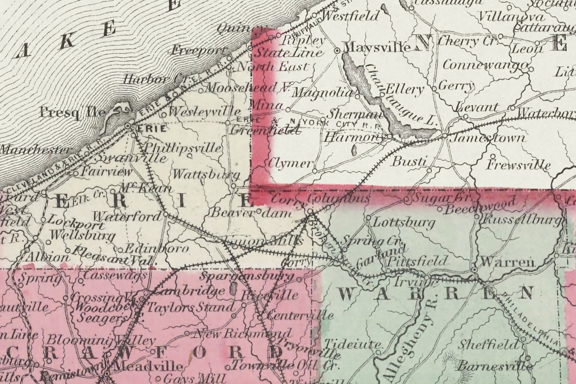 antique pennsylvania map with cities