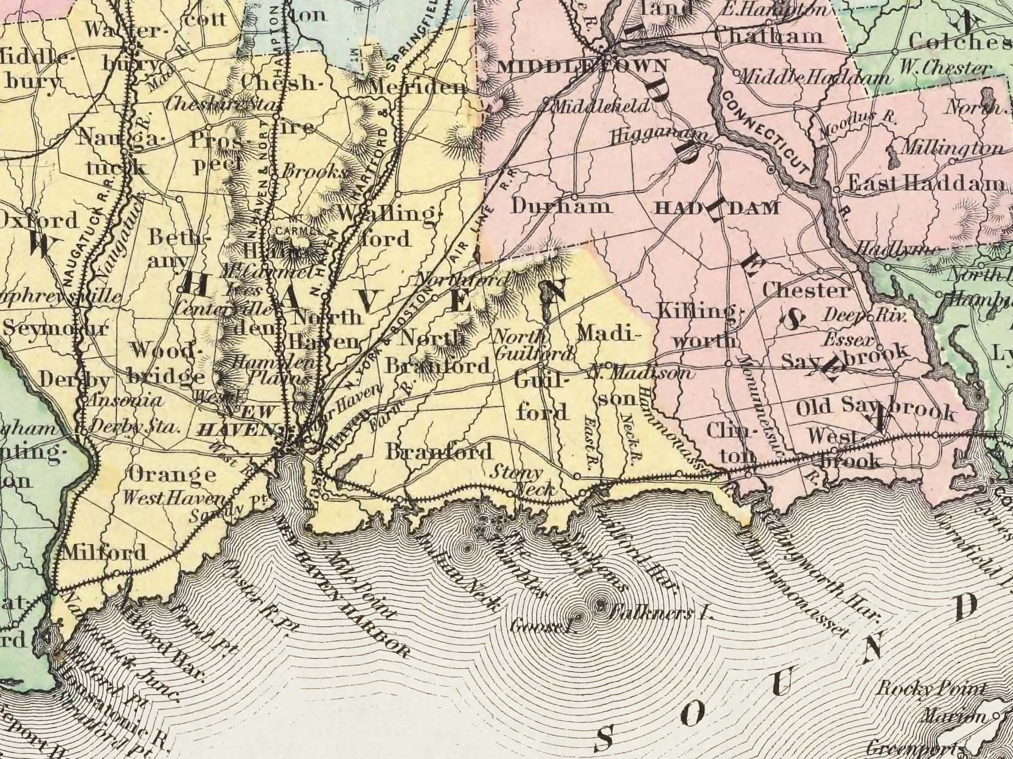 old Connecticut map 1800s