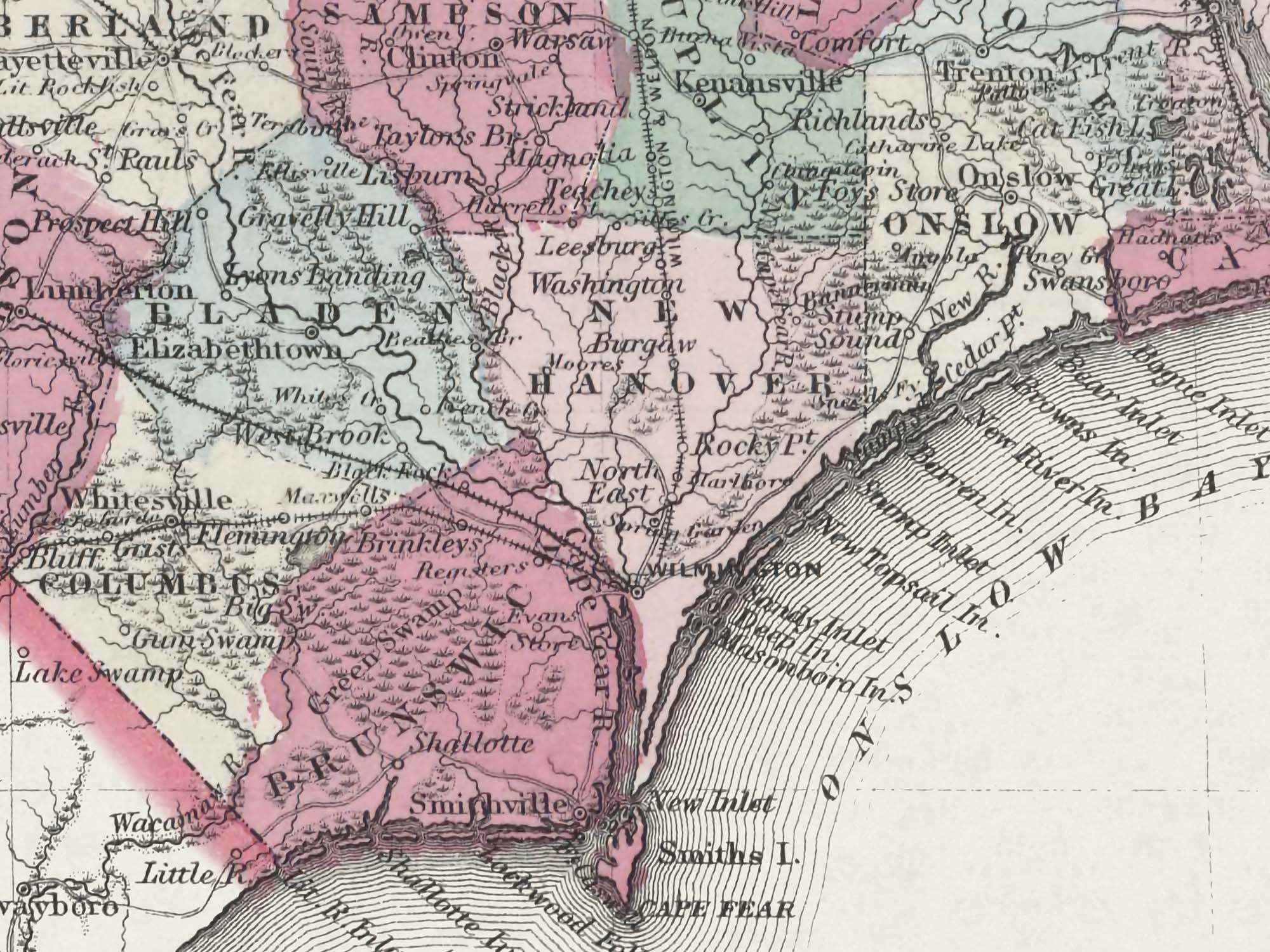 Historic North Carolina with cities