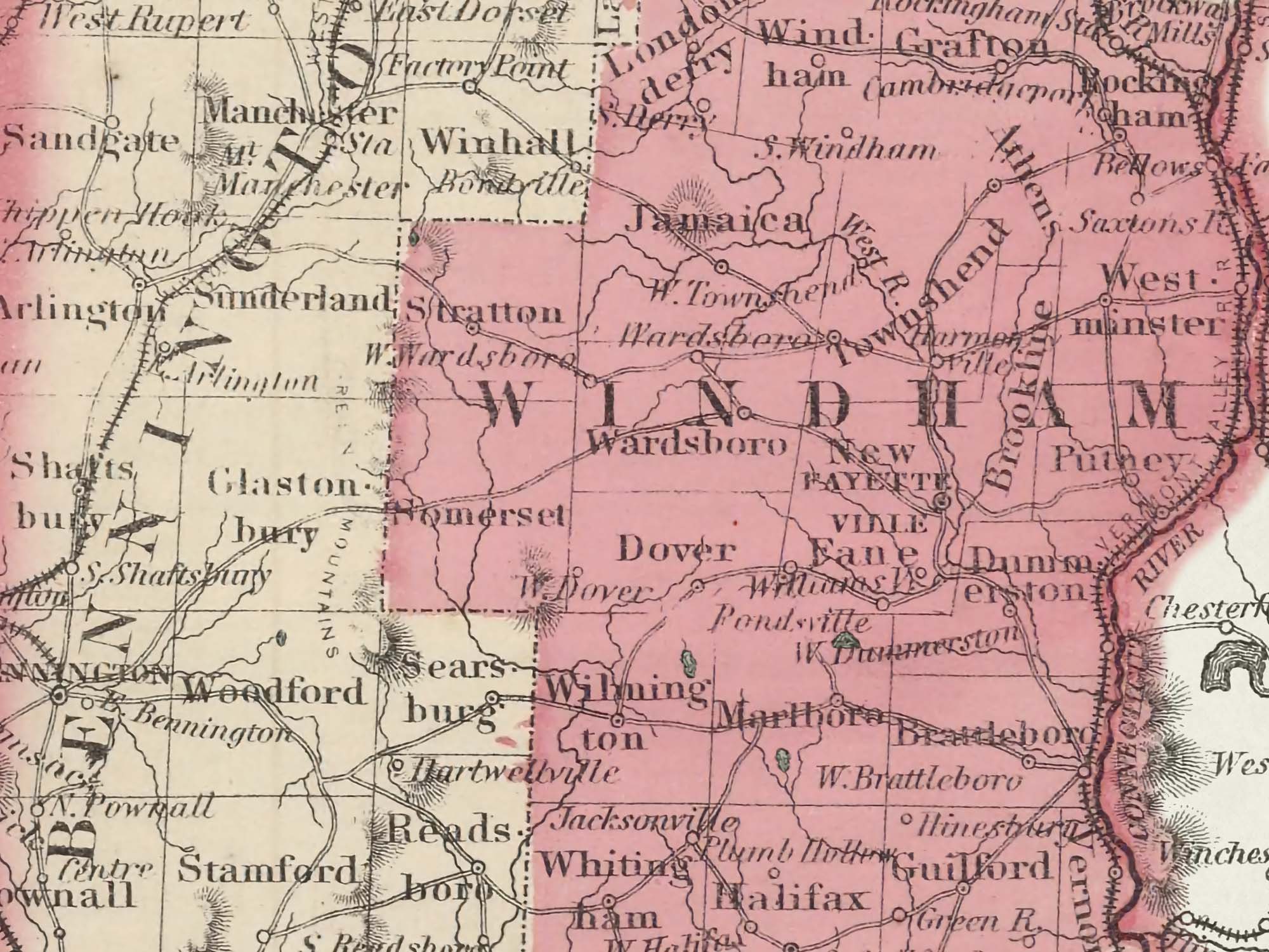 Vintage vermont map 1800s