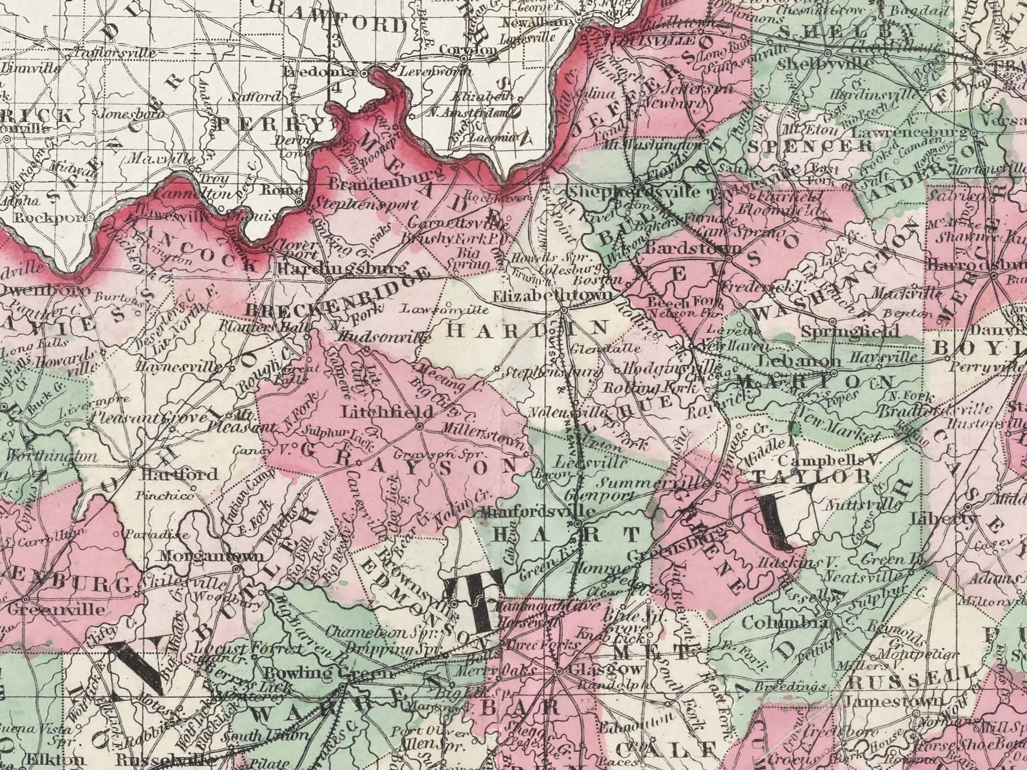 detailed old Kentucky map