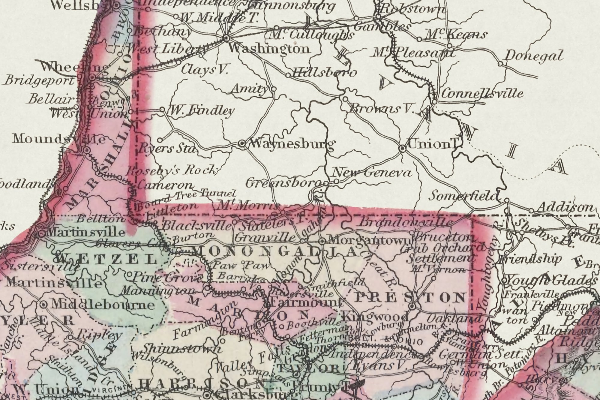 antique virginia map print
