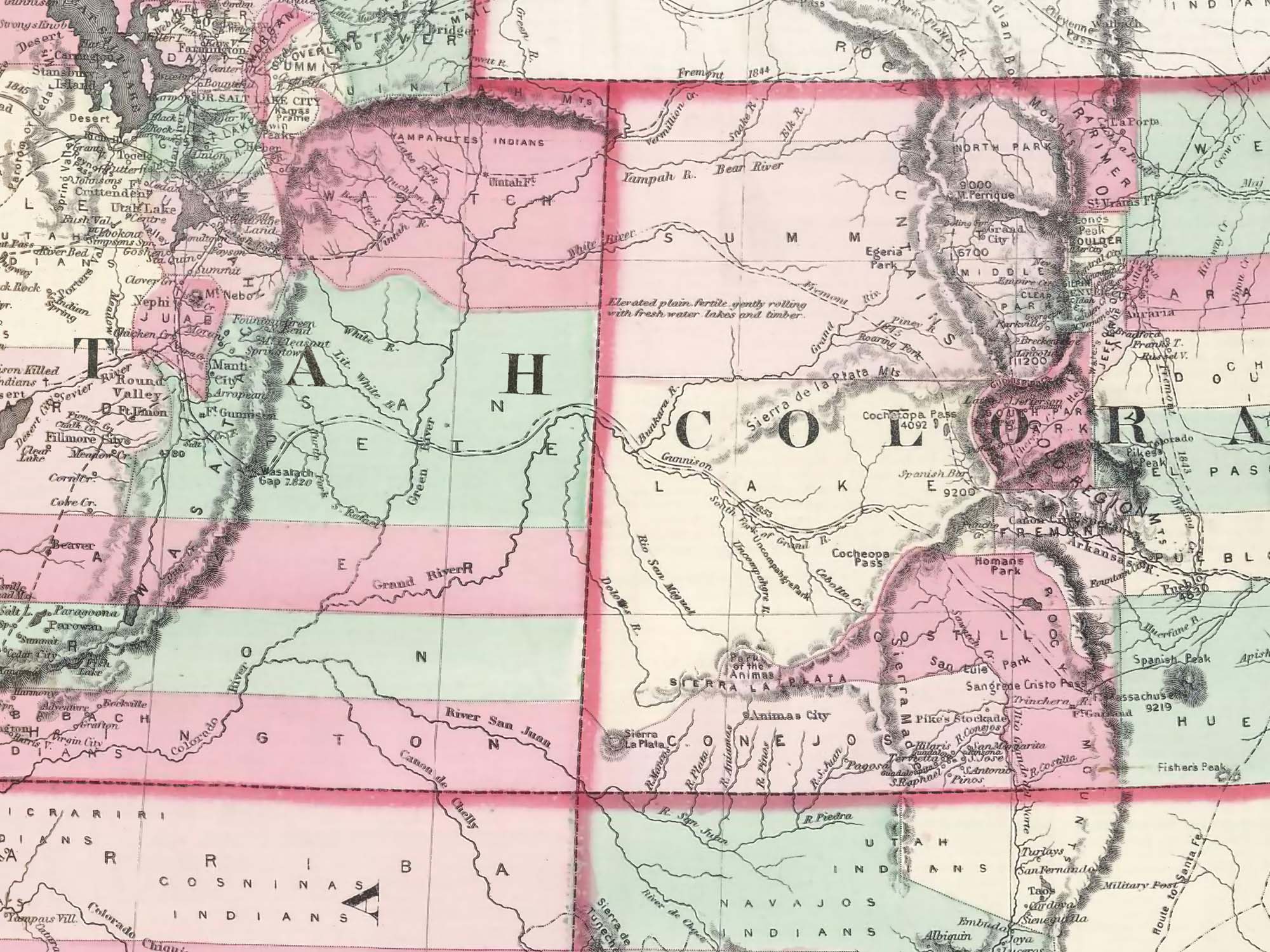 historic colorado utah california map