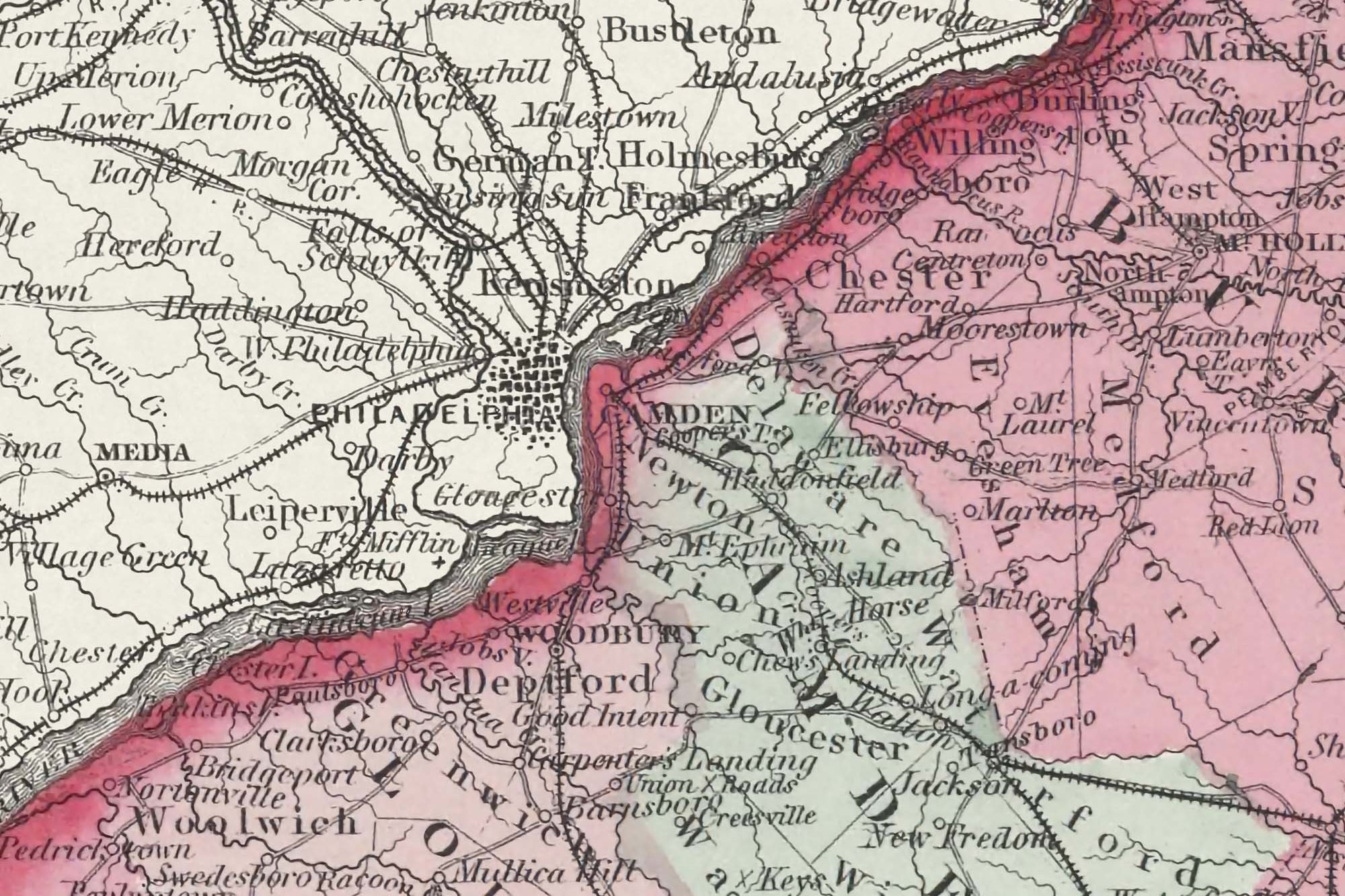 historic new jersey map with roads