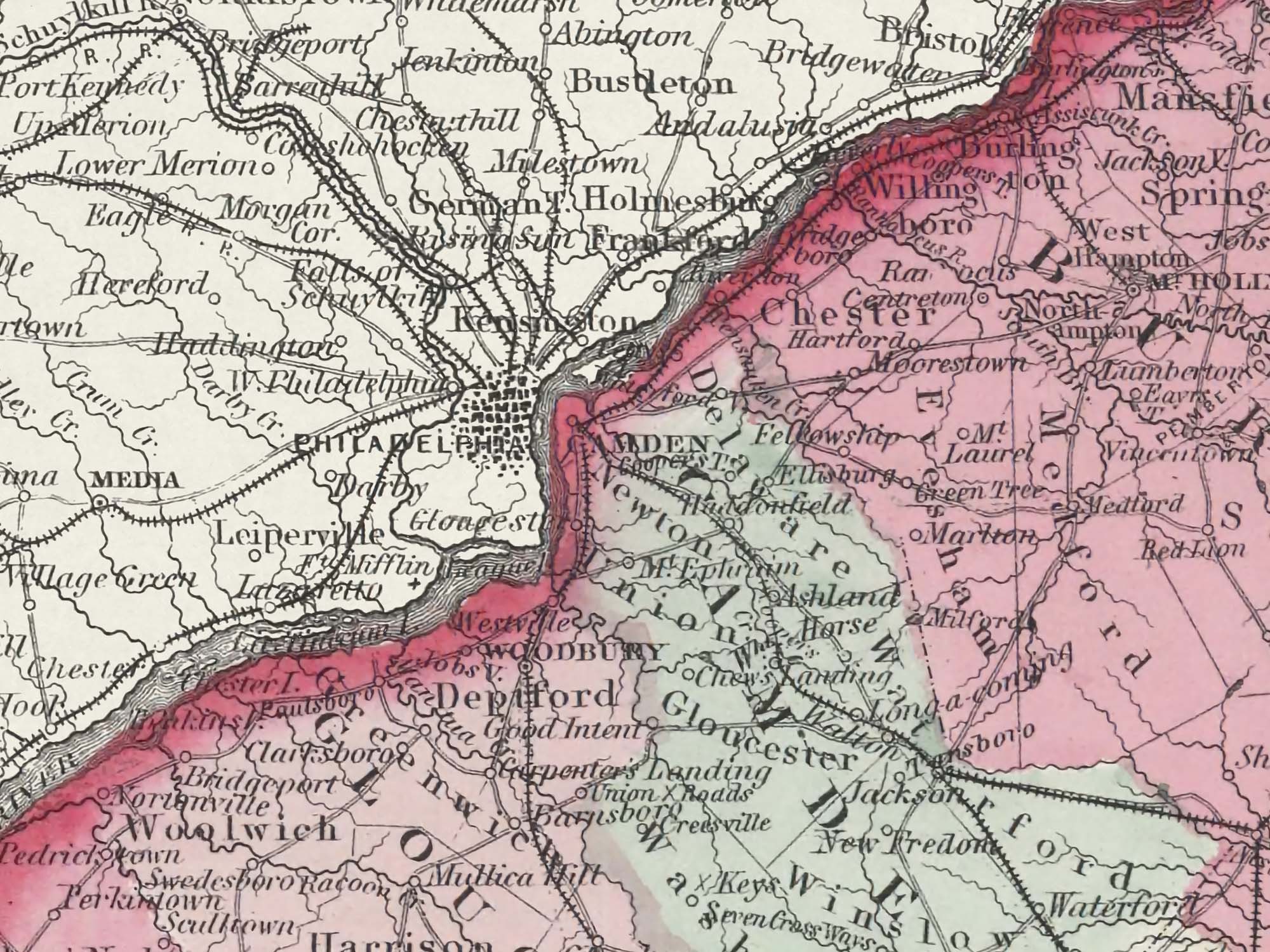 historic new jersey map with roads