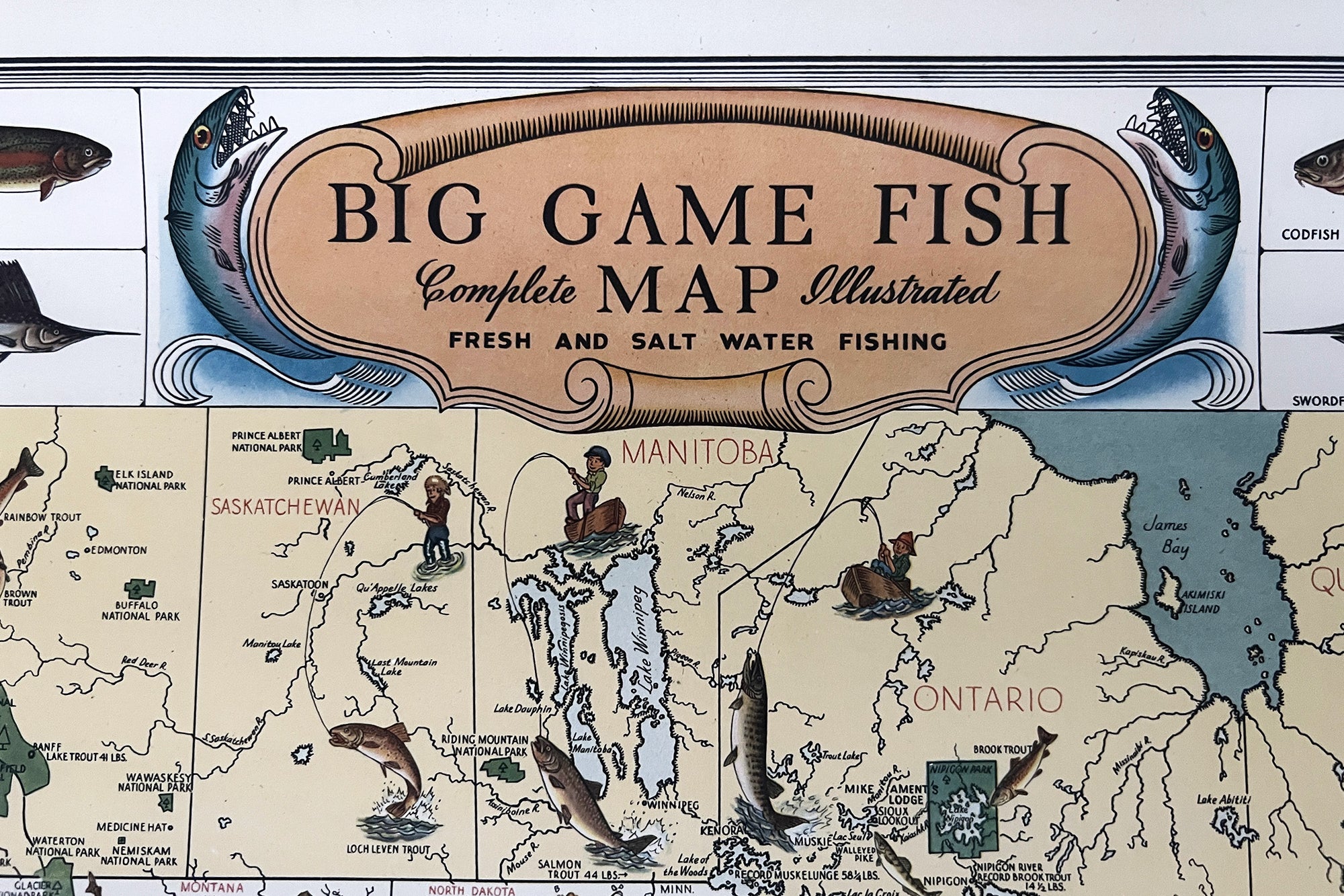 big game fish map fresh and salt water