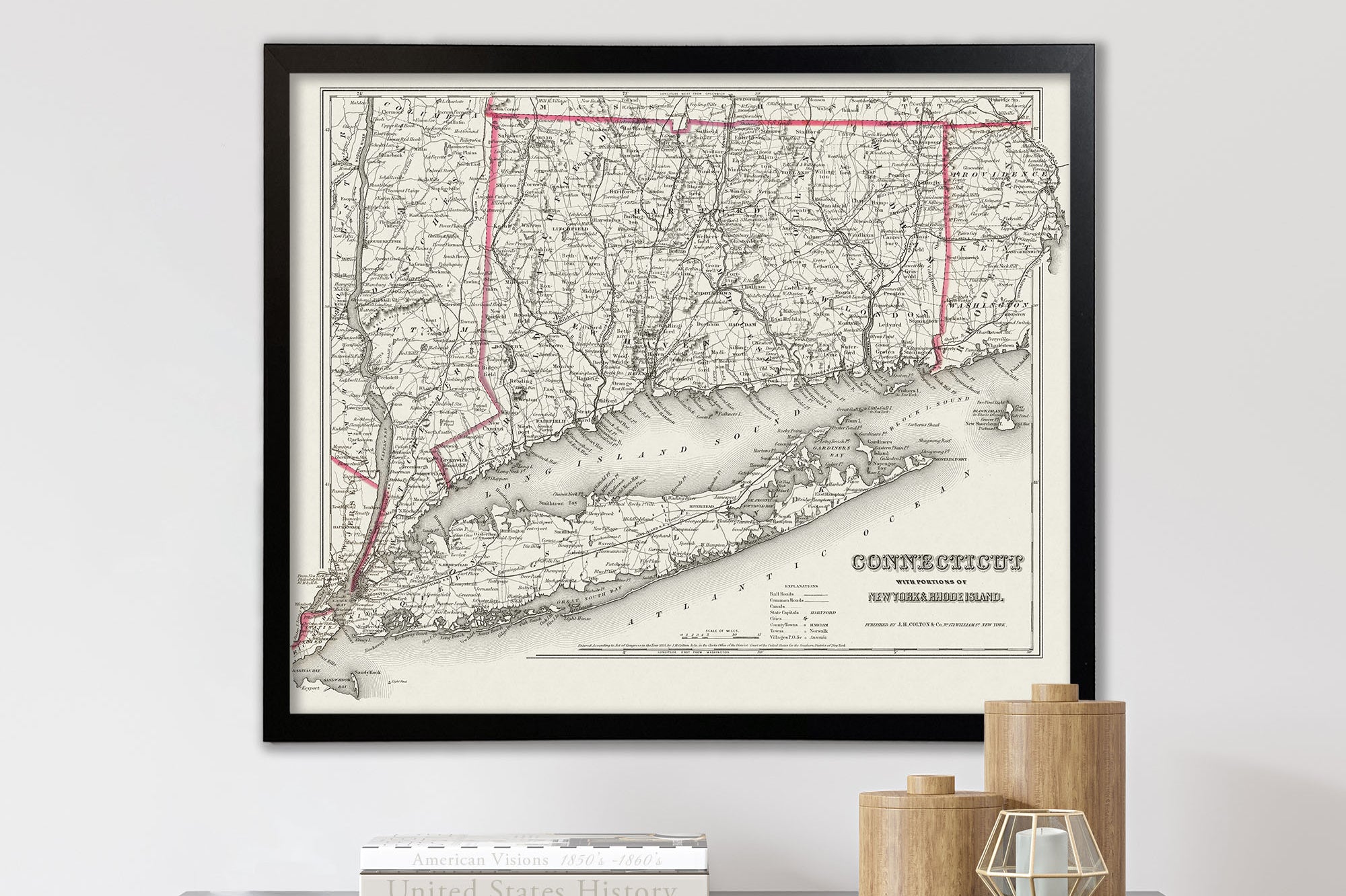 Old State Map of Connecticut