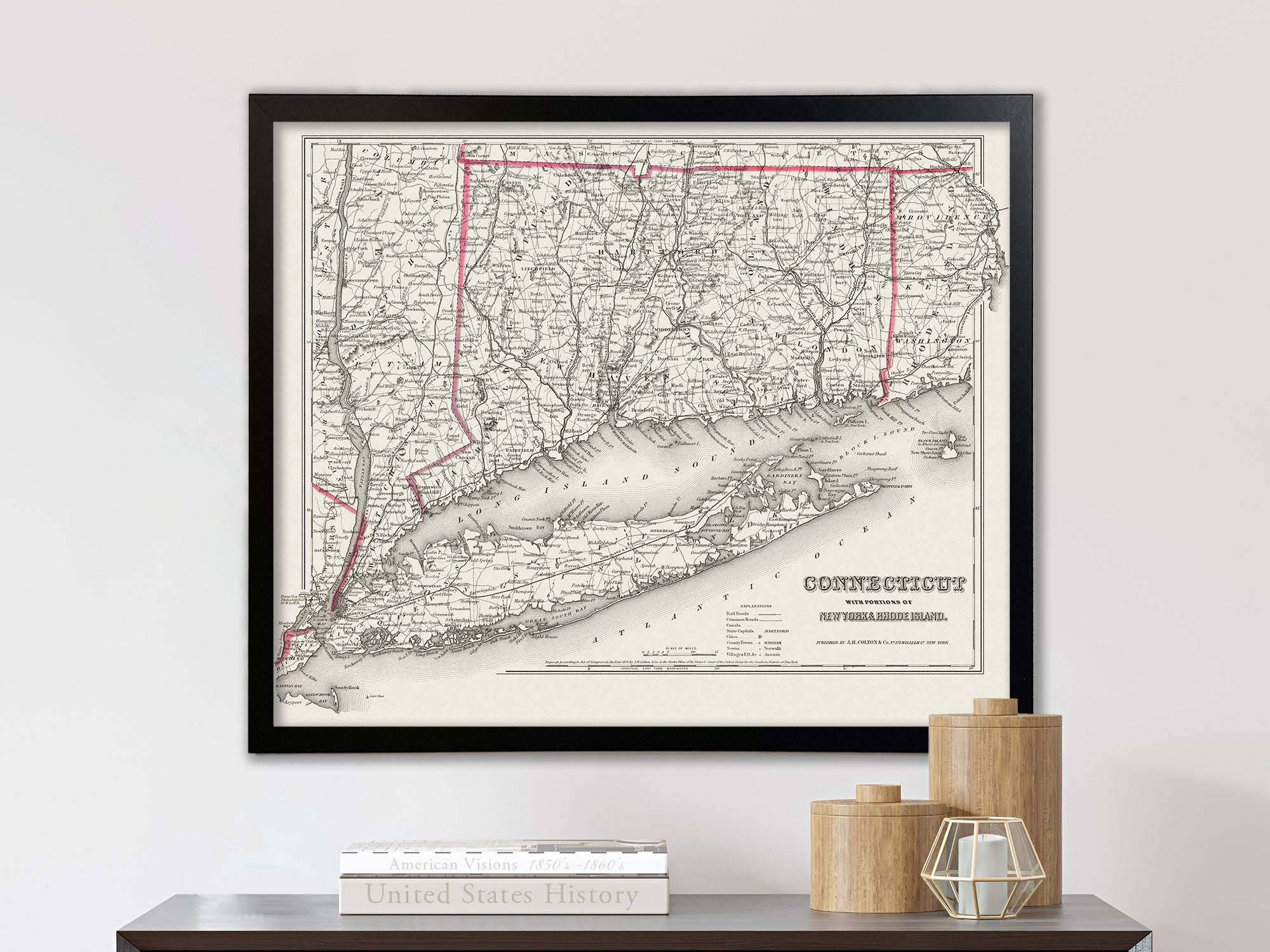 Old State Map of Connecticut