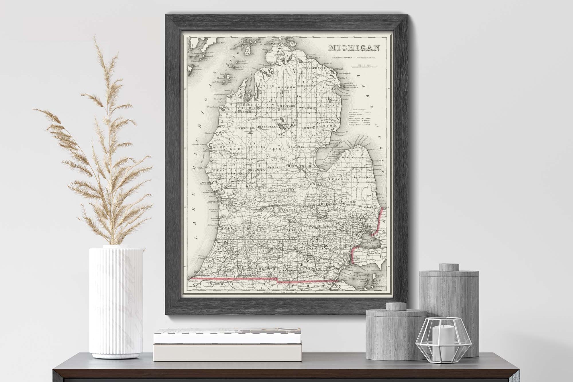 Vintage State Map of Michigan
