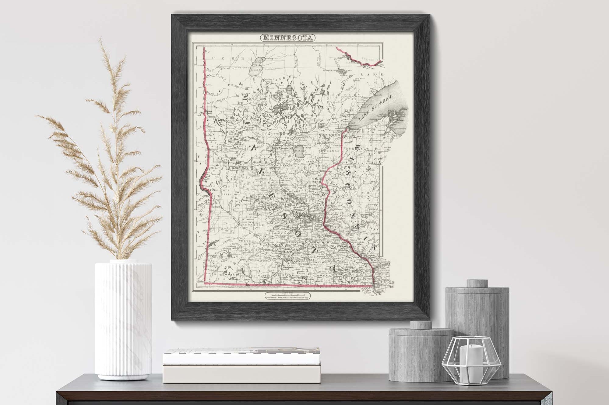 historic Minnesota map with cities