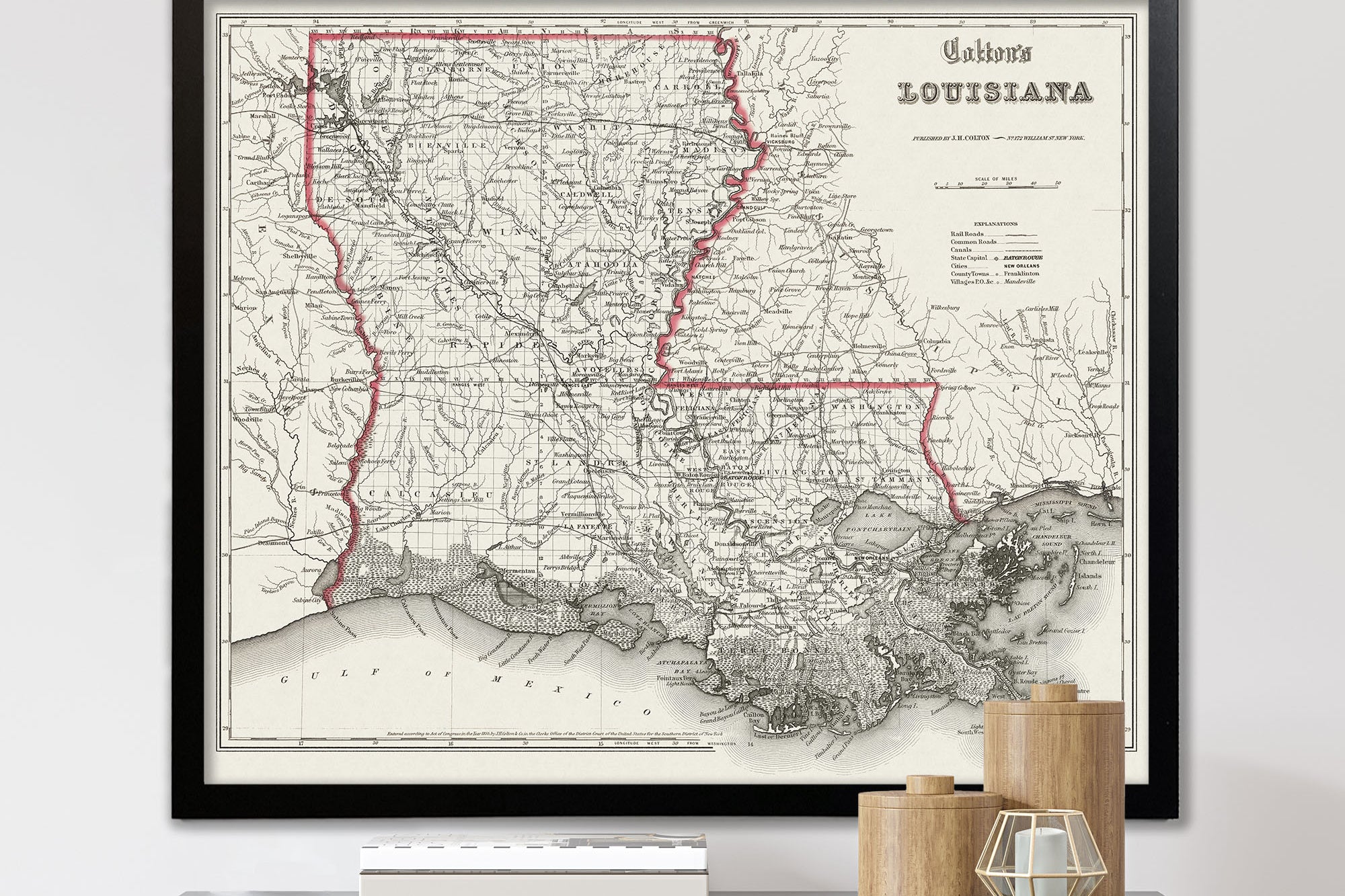 Old Louisiana Map Print