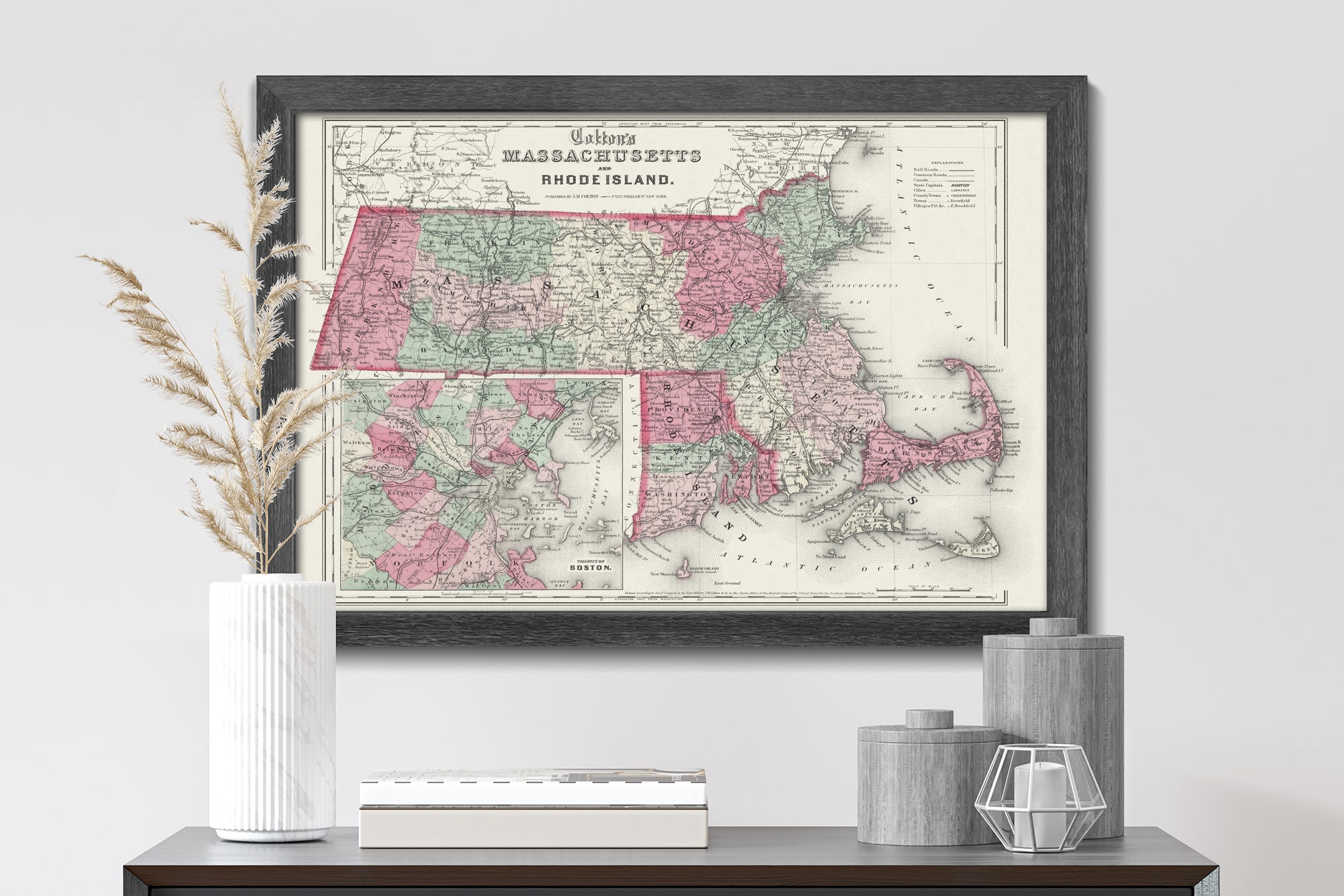 vintage map of massachusetts