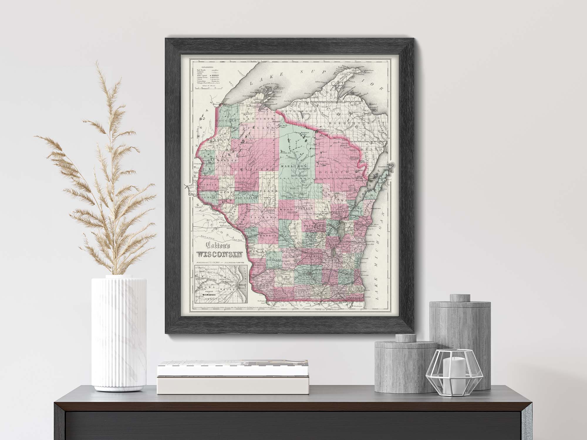 Vintage Wisconsin map