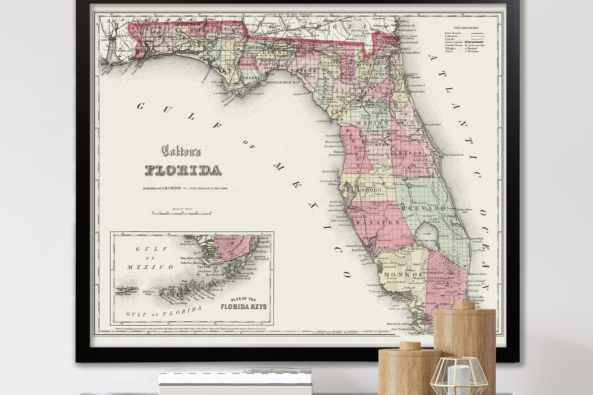 Antique State Map of Florida