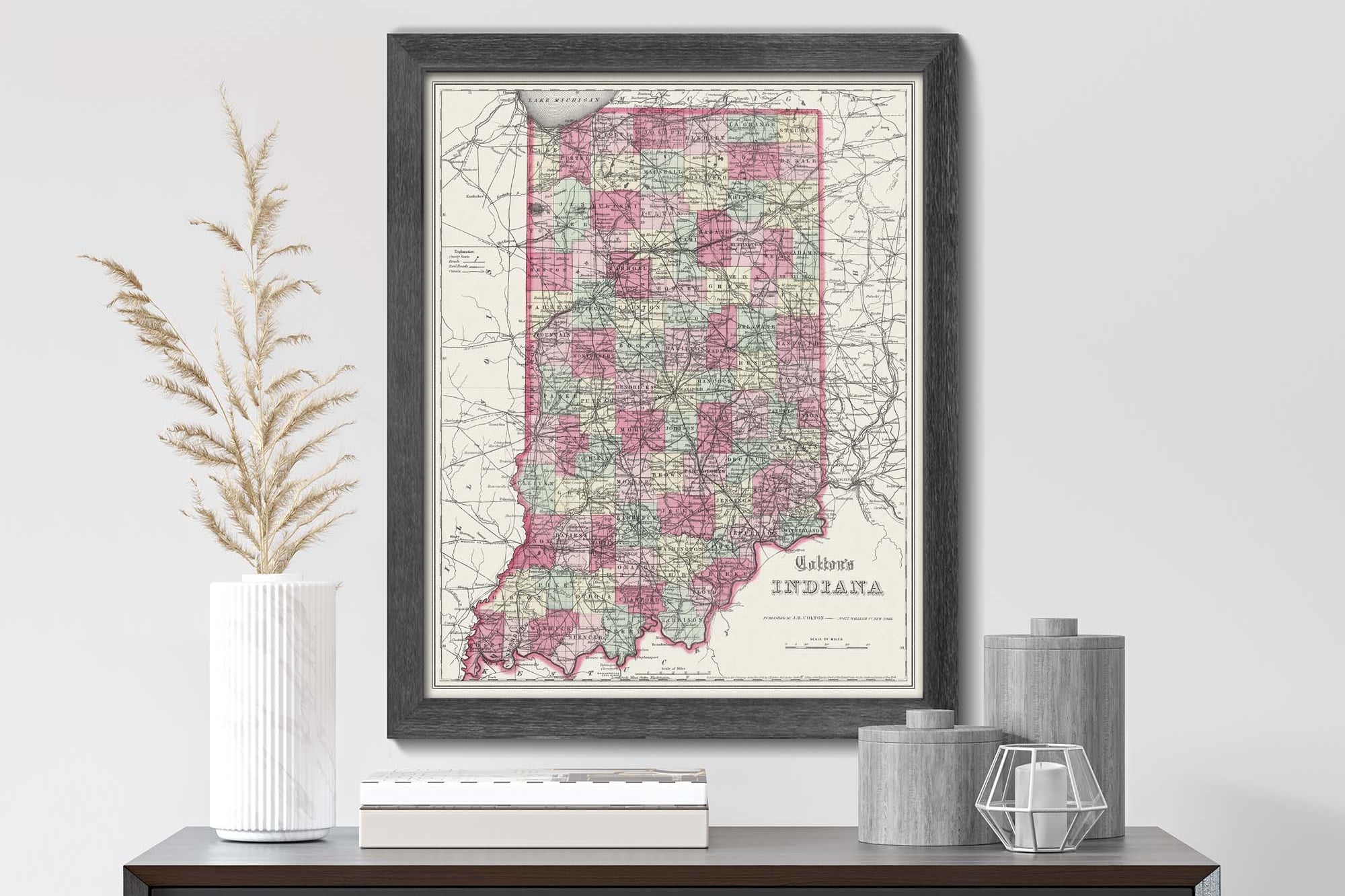 Vintage State Map of Indiana