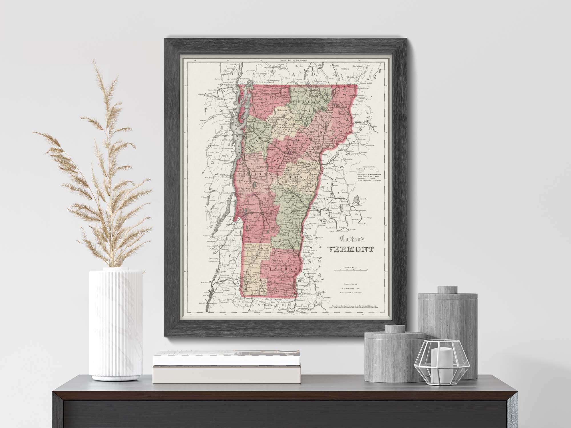 Vintage Vermont map print