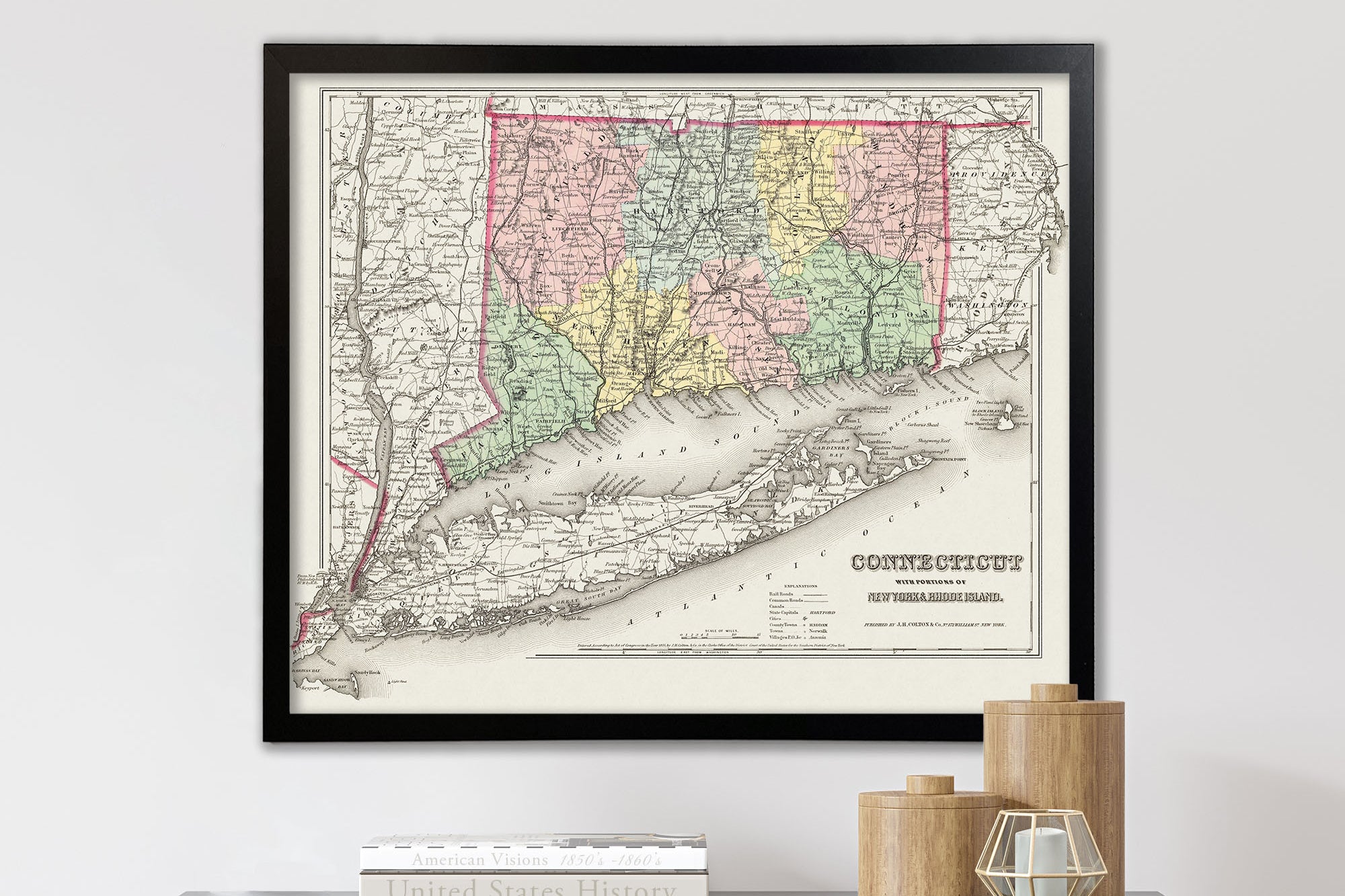 antique connecticut map