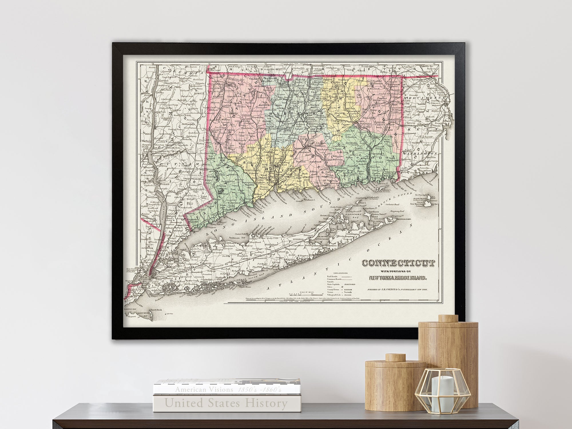 antique connecticut map