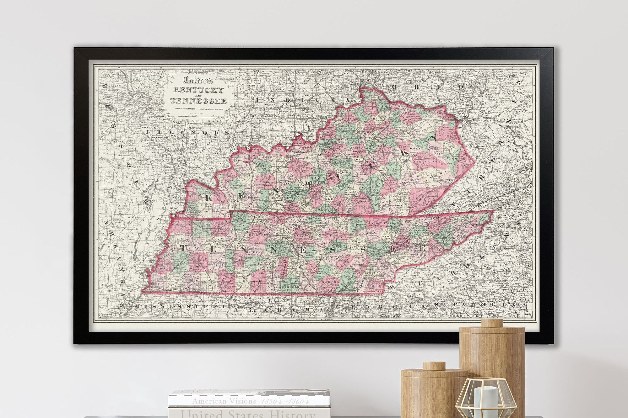 Vintage Kentucky and Tennessee Map