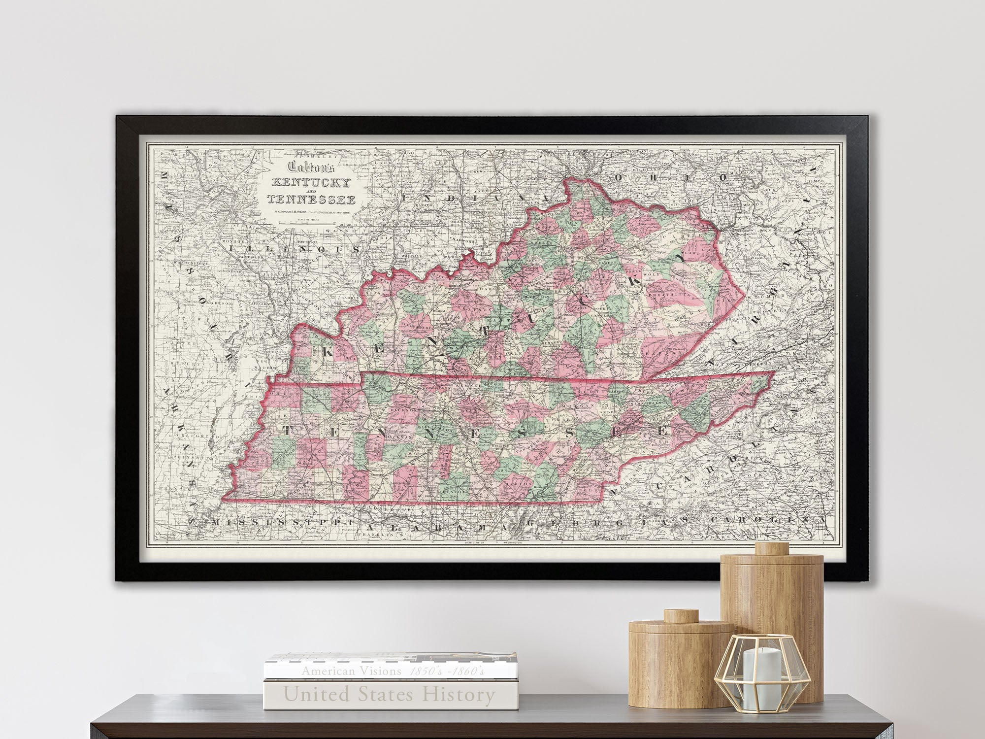 Vintage Kentucky and Tennessee Map