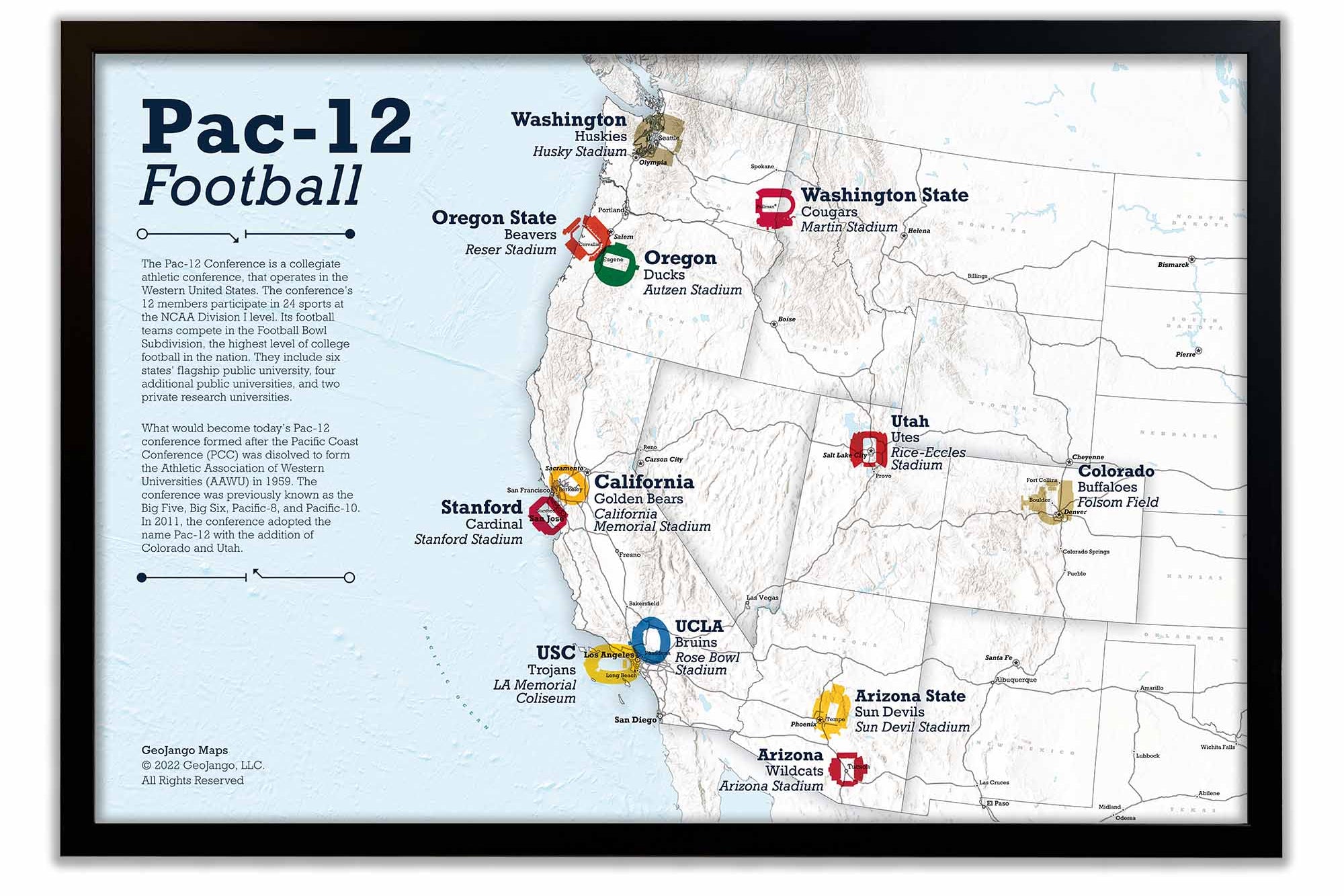 Pac 12 football map