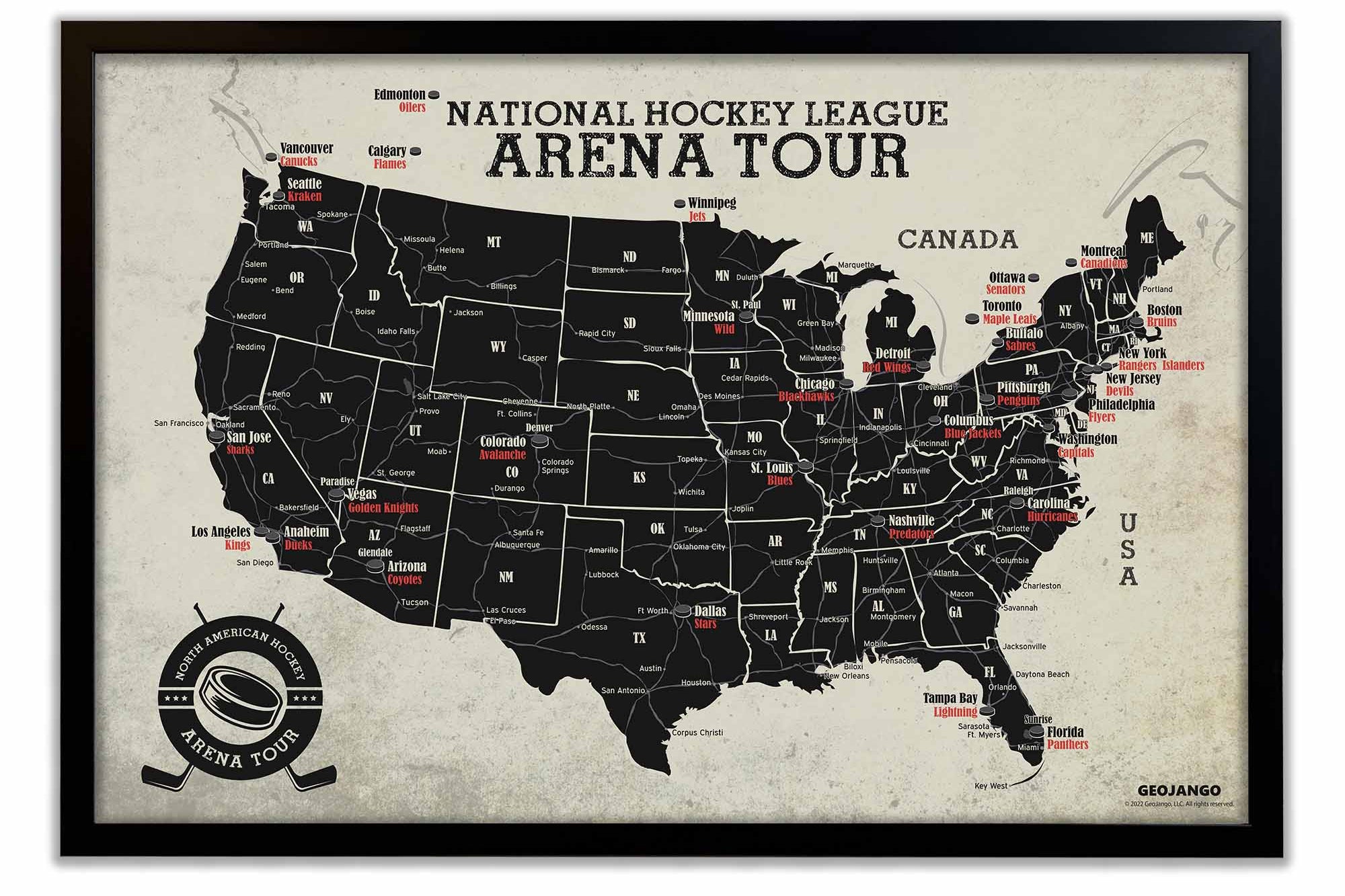 NHL teams map