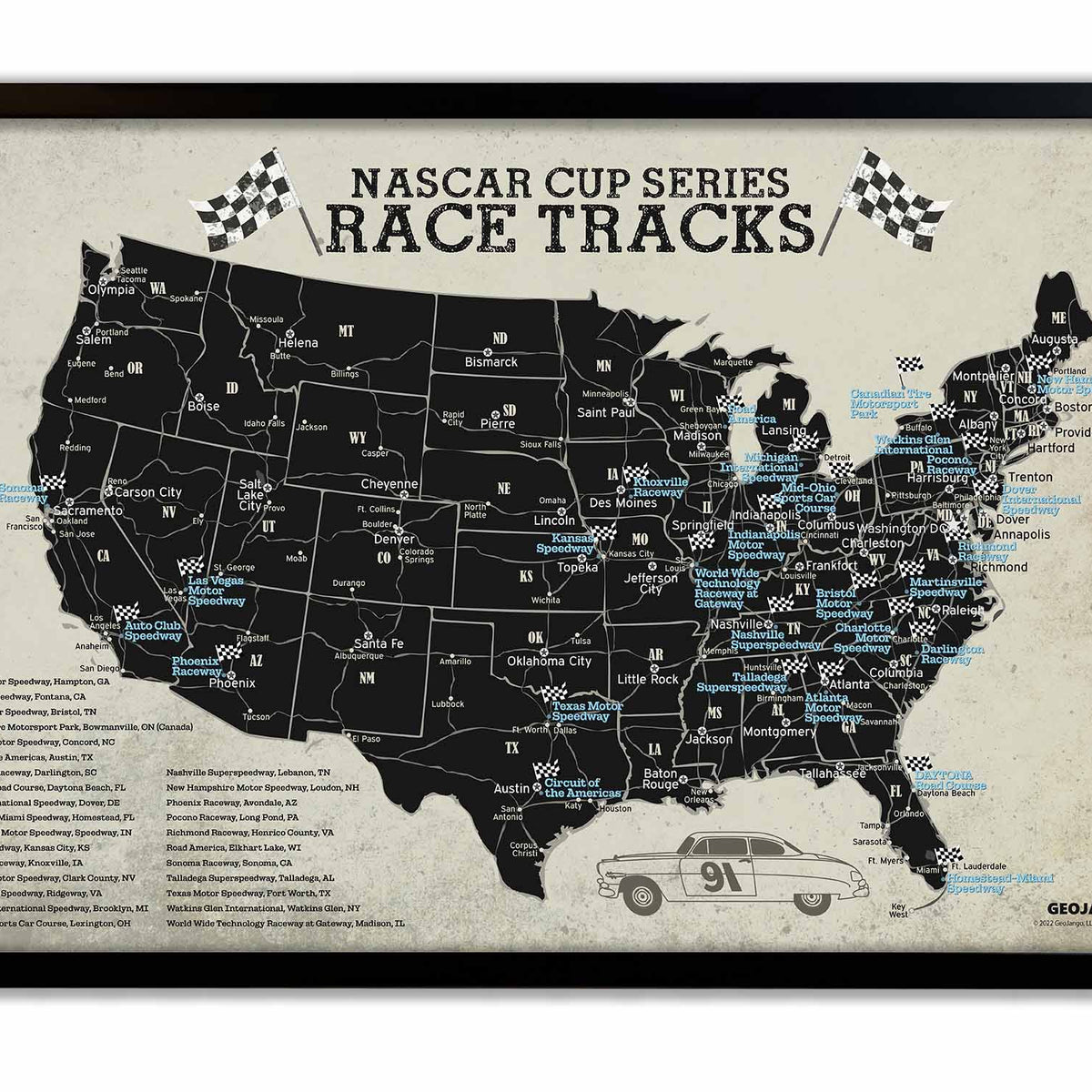 NASCAR Tracks Map – GeoJango Maps