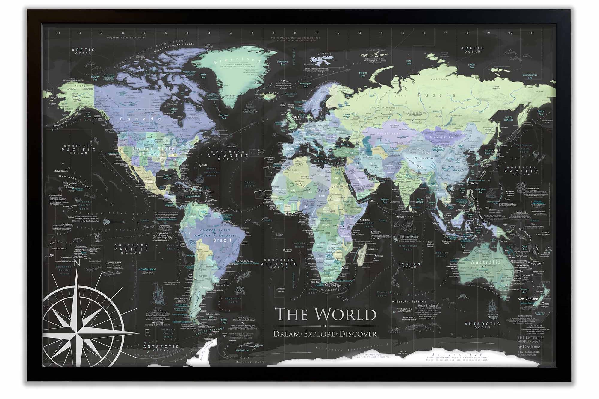 world map push pin