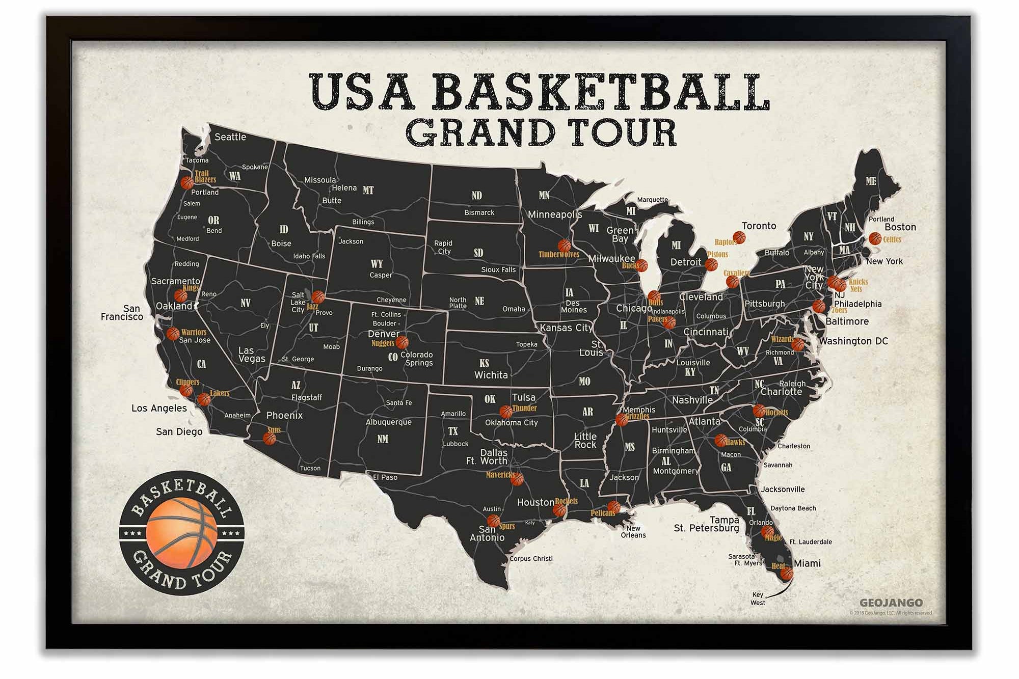 NBA teams push pin map