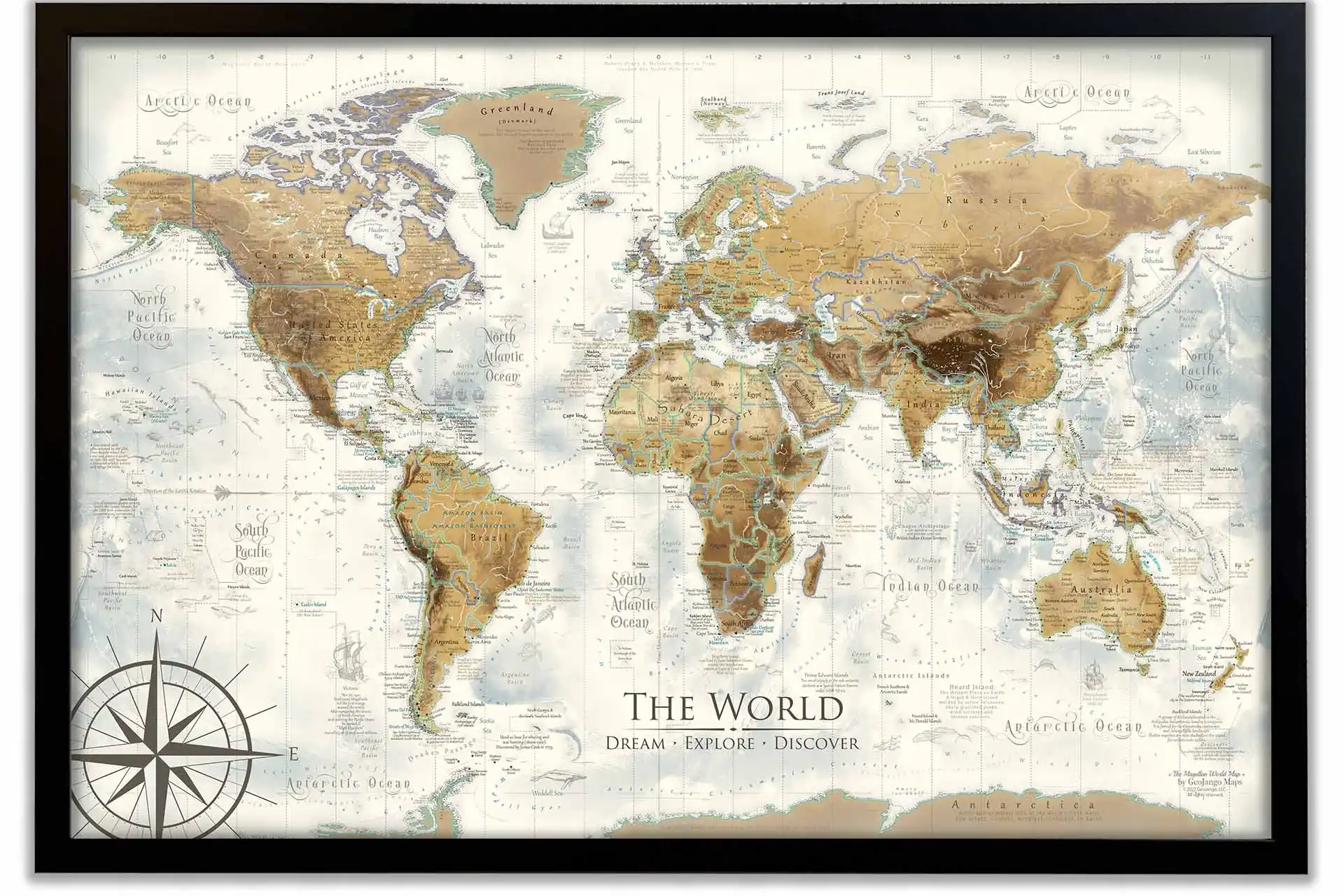 Vintage World Travel Map with Modern Geography