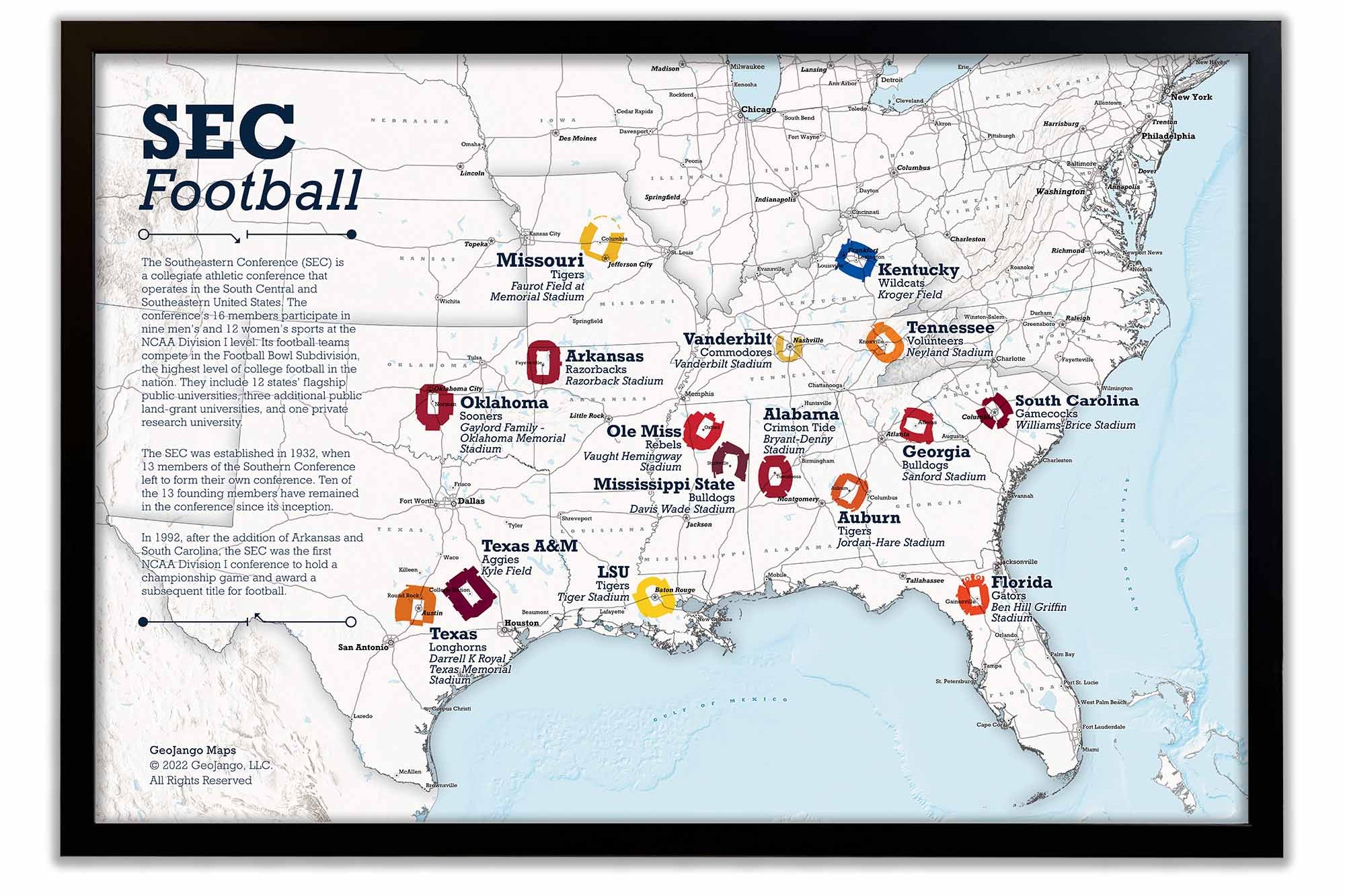college sec football map