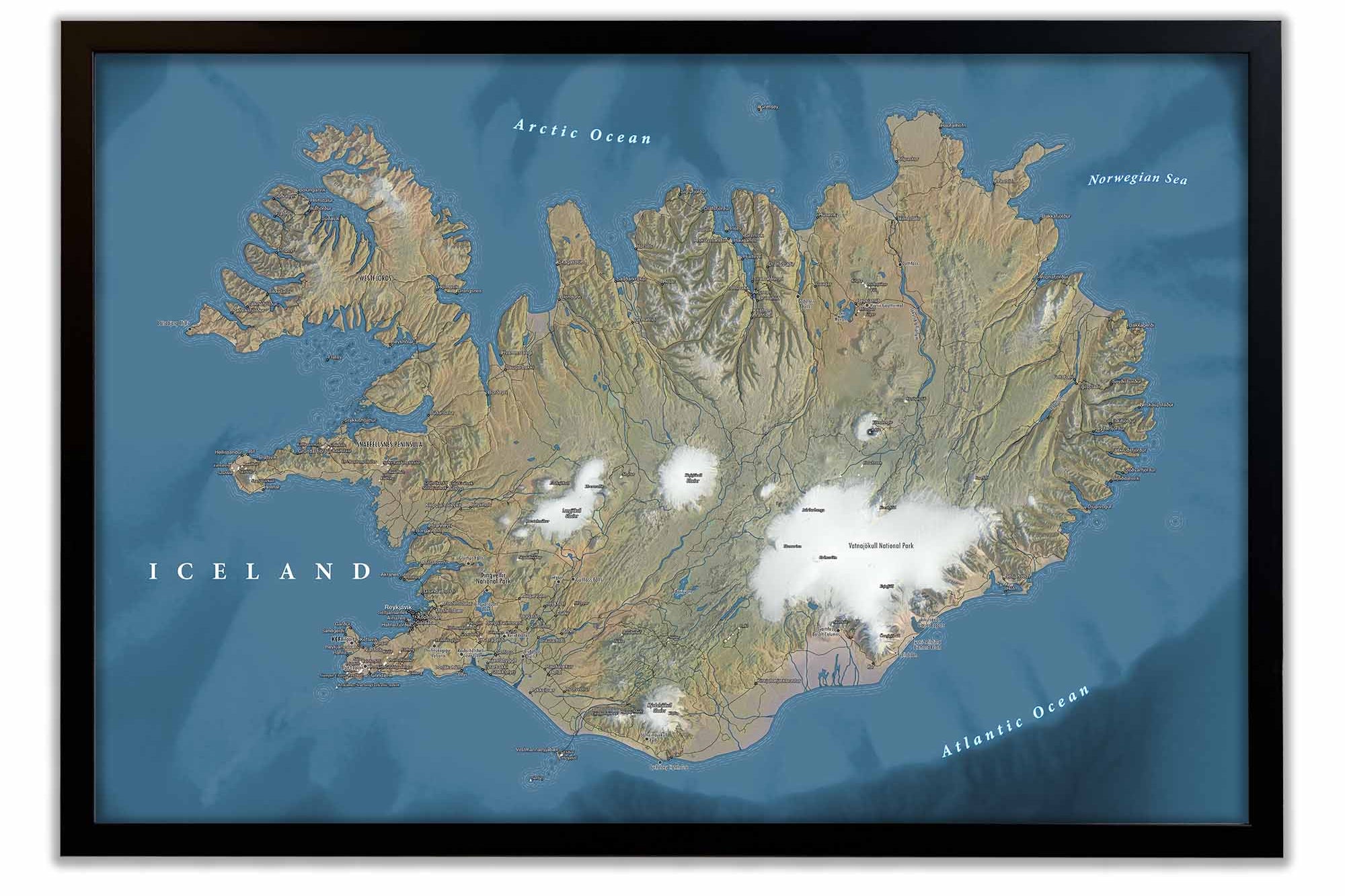 framed Iceland Map