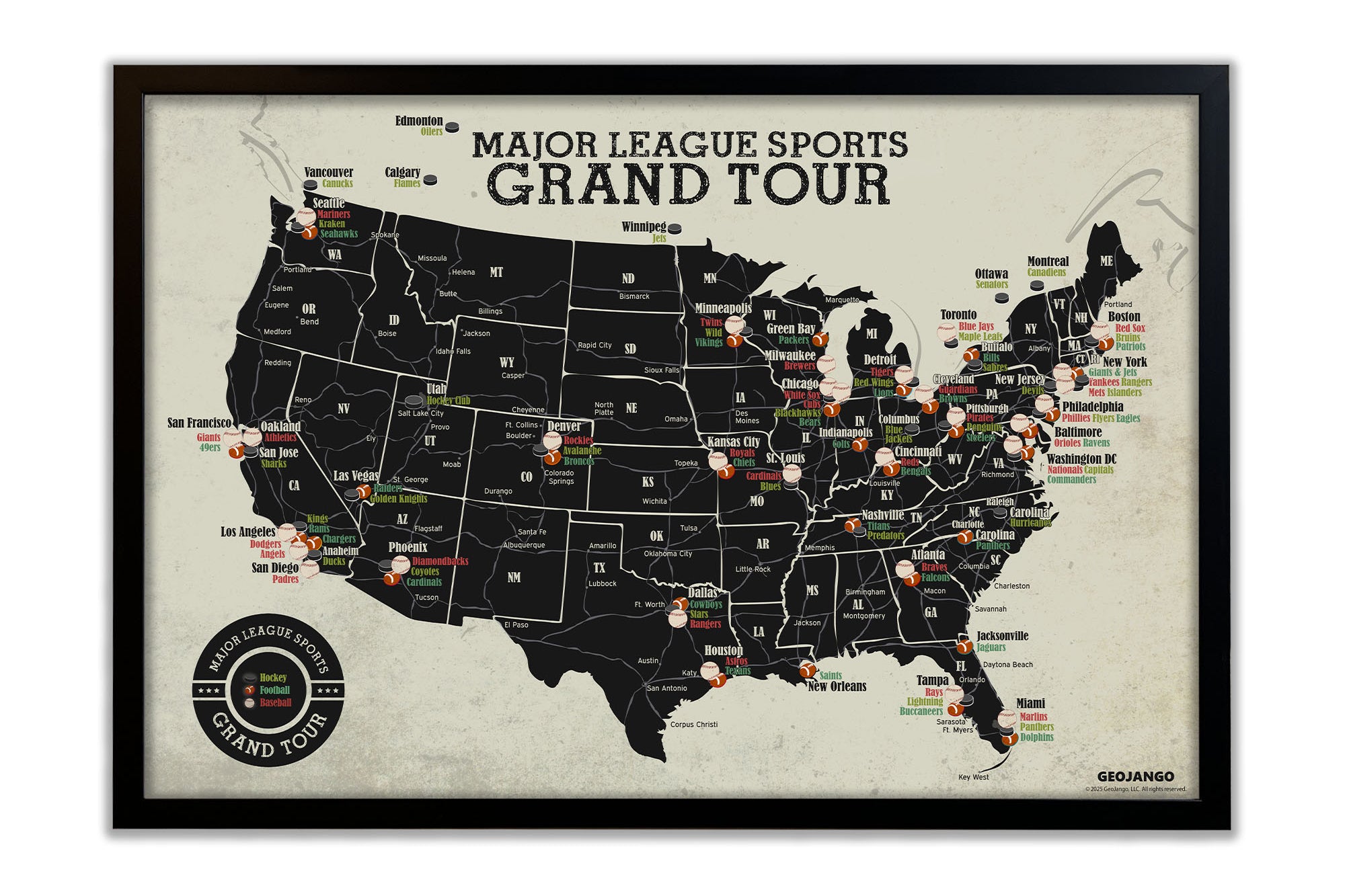 NHL MLB NFL Stadium Map