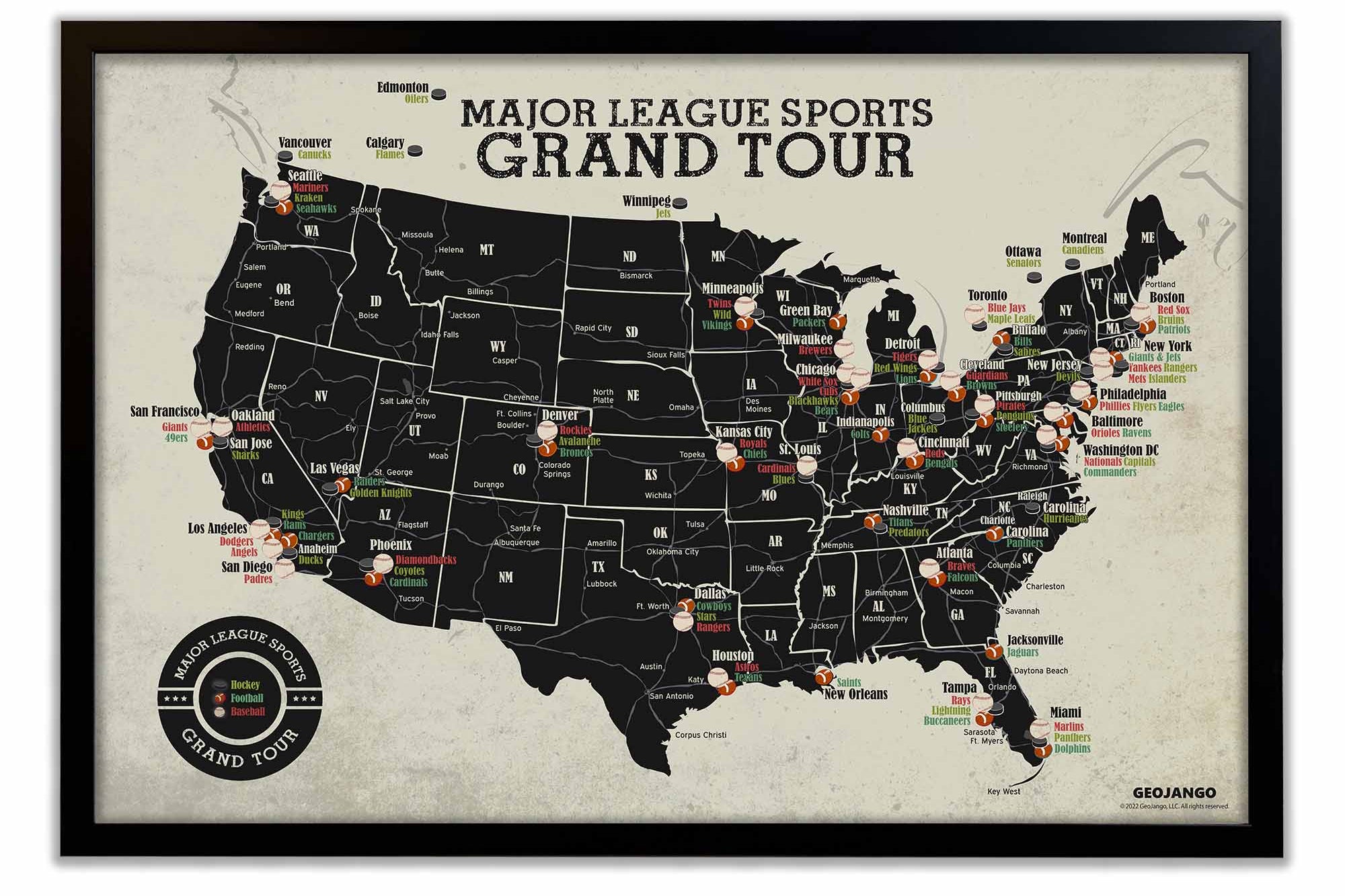 NHL MLB NFL Stadium Map