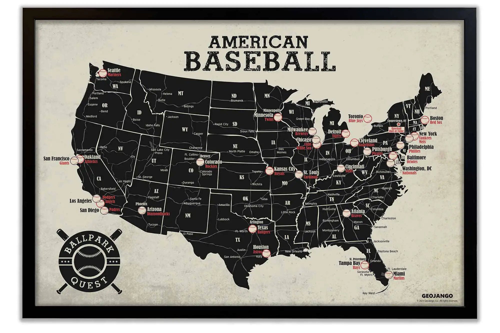 Baseball push pin map