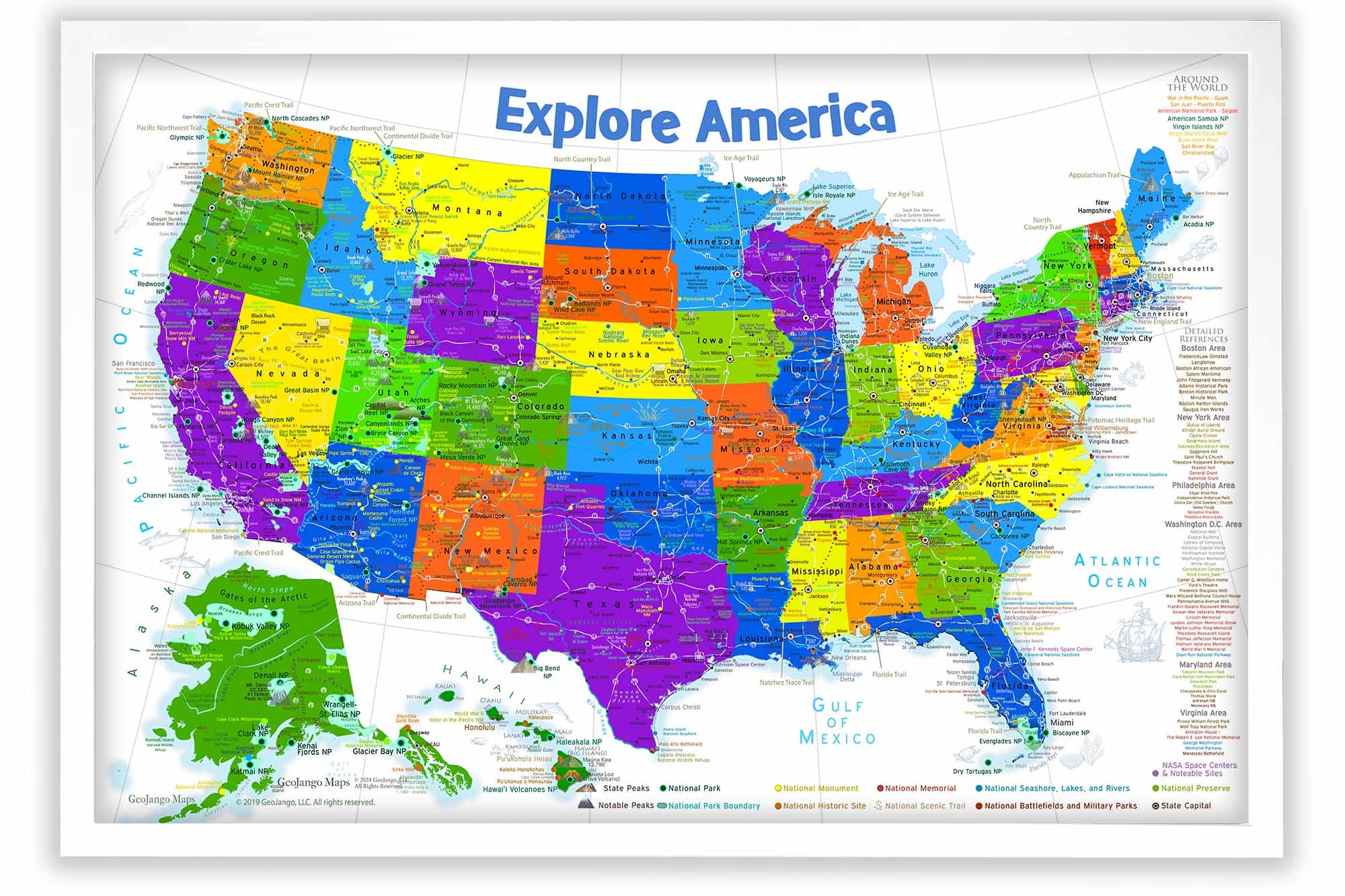 colorful usa kids map