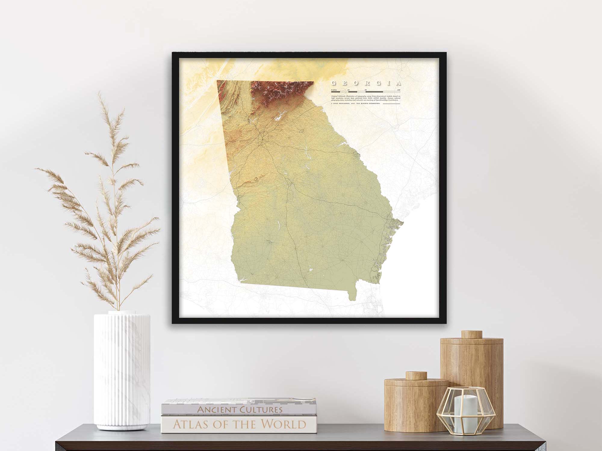 Shaded Relief map of Georgia State