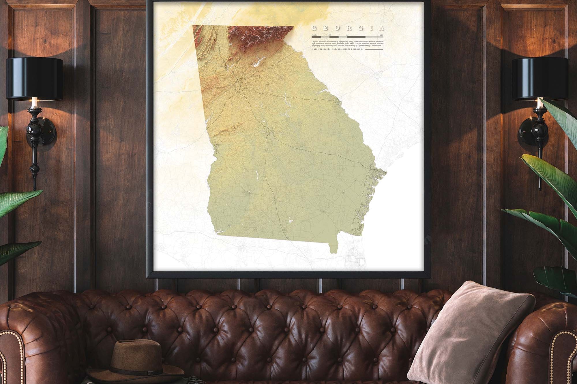Georgia Elevation map wall art