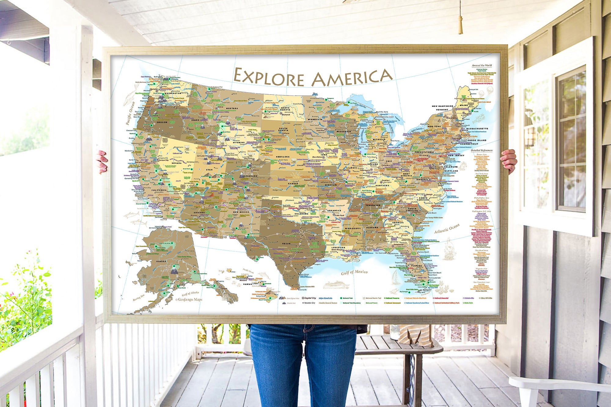 national parks map with pins
