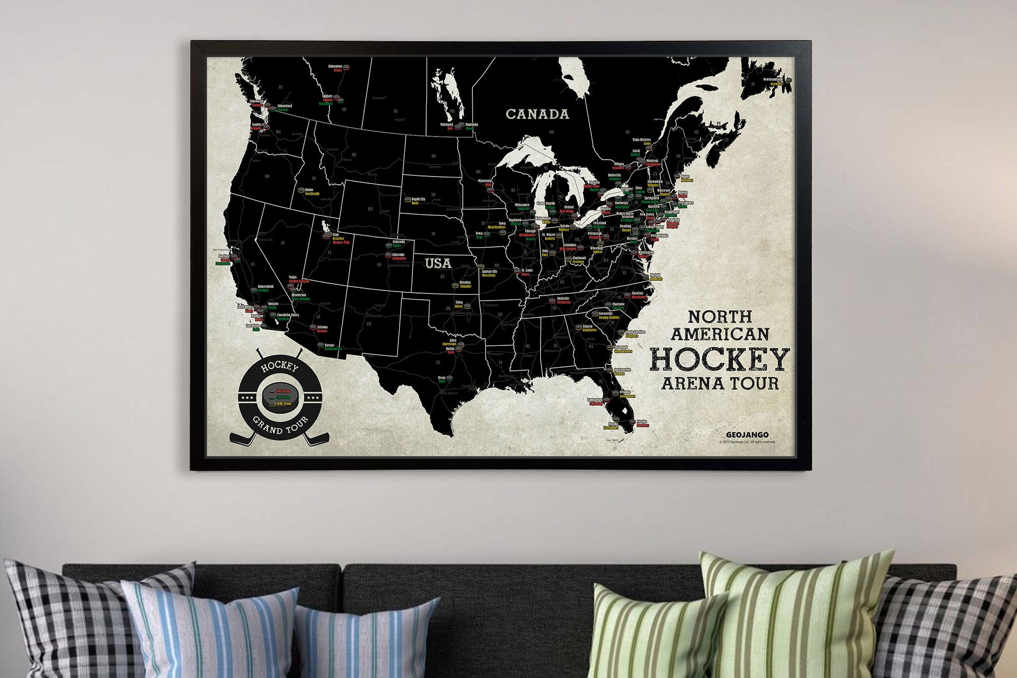 North american hockey teams map