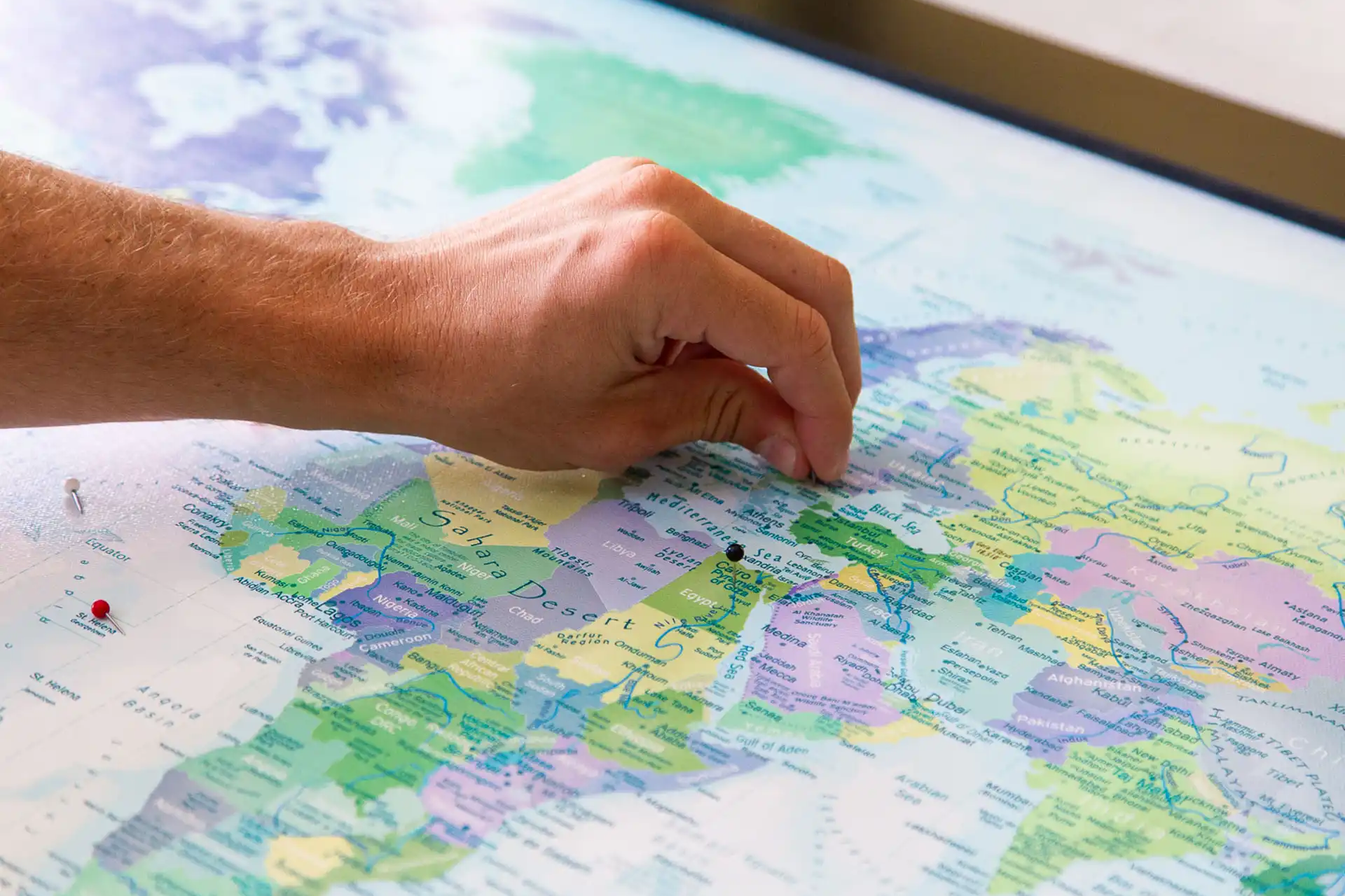 Canvas framed world map