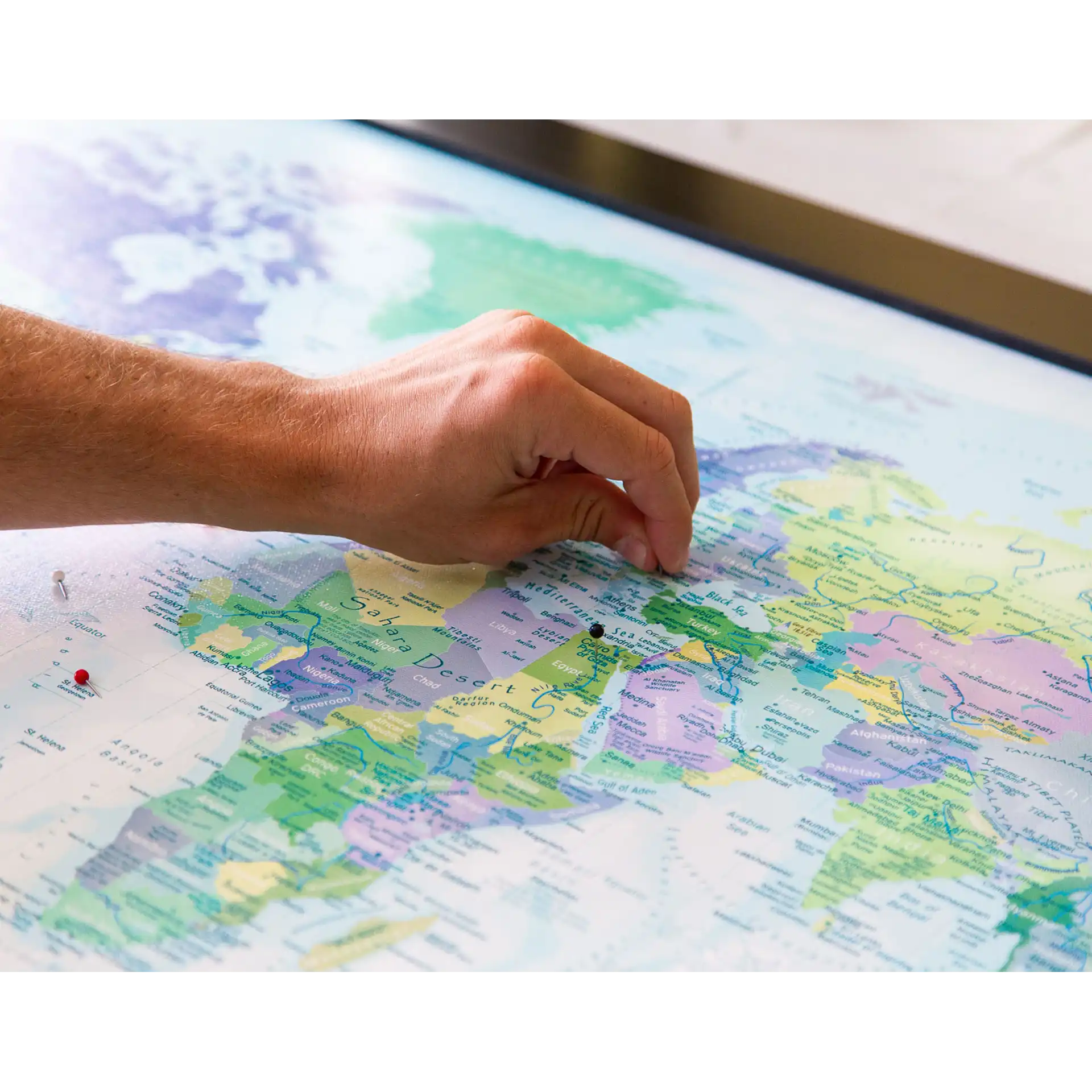 Canvas framed world map