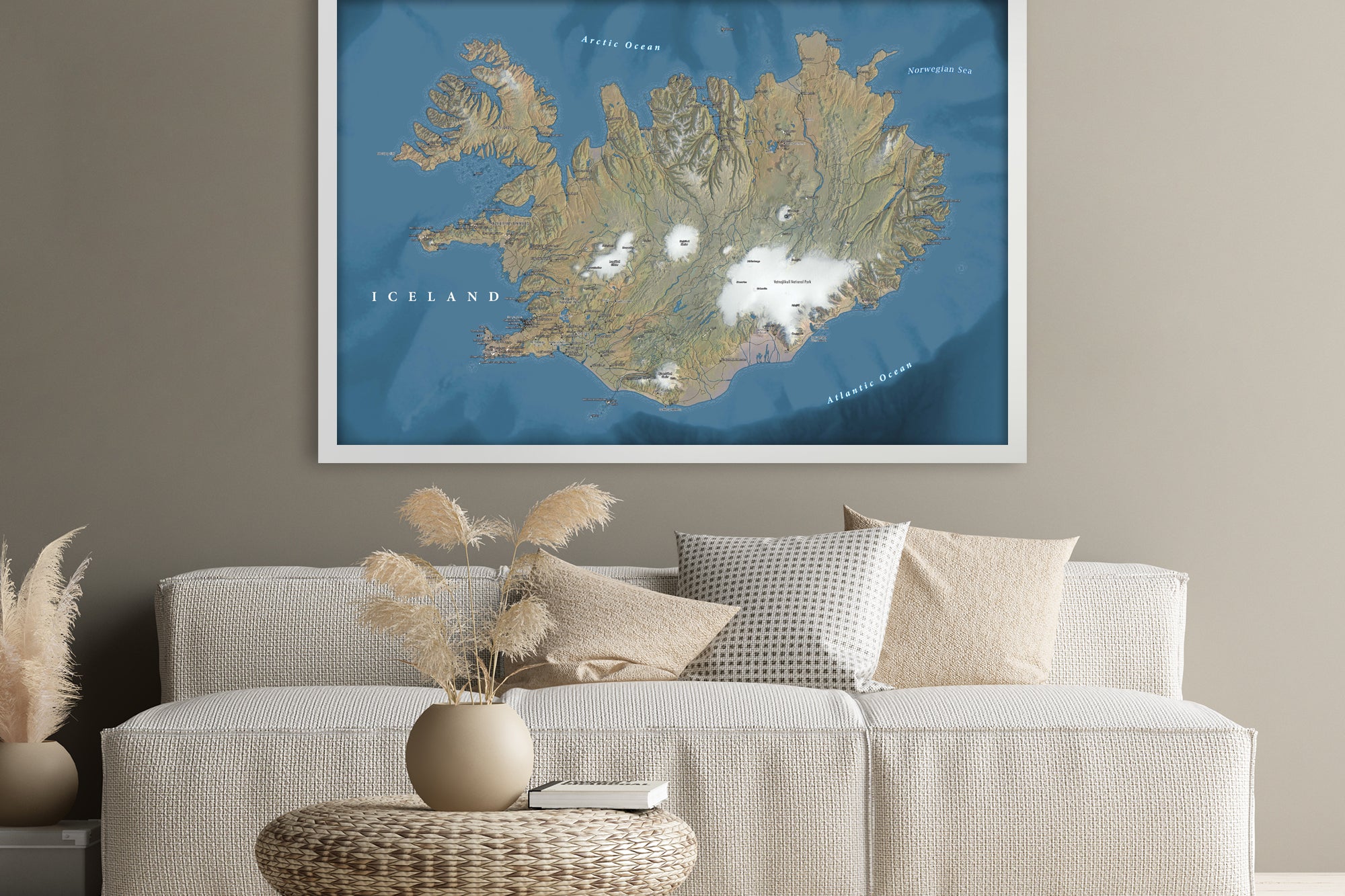 iceland map with cities and towns