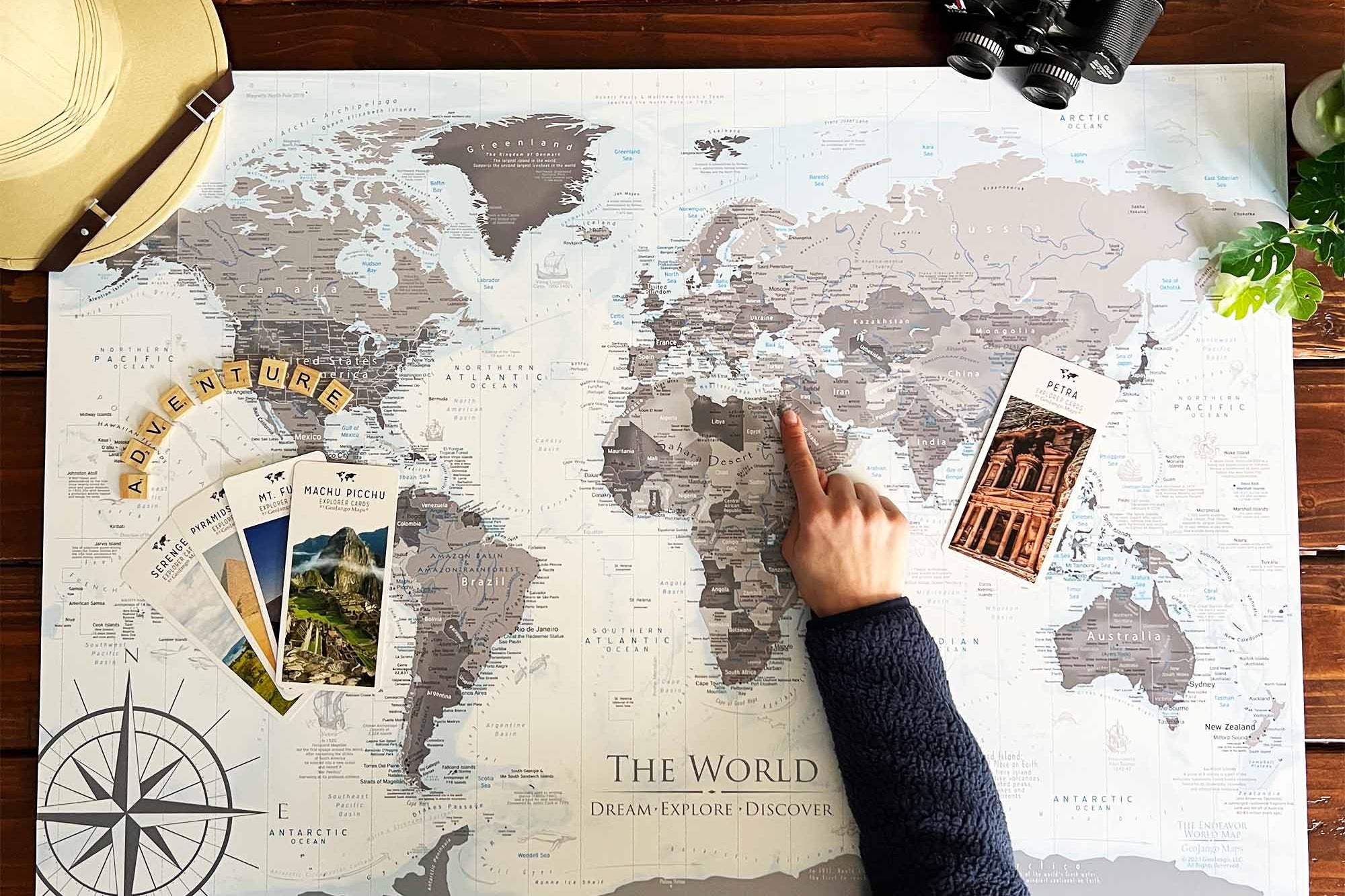world map push pin