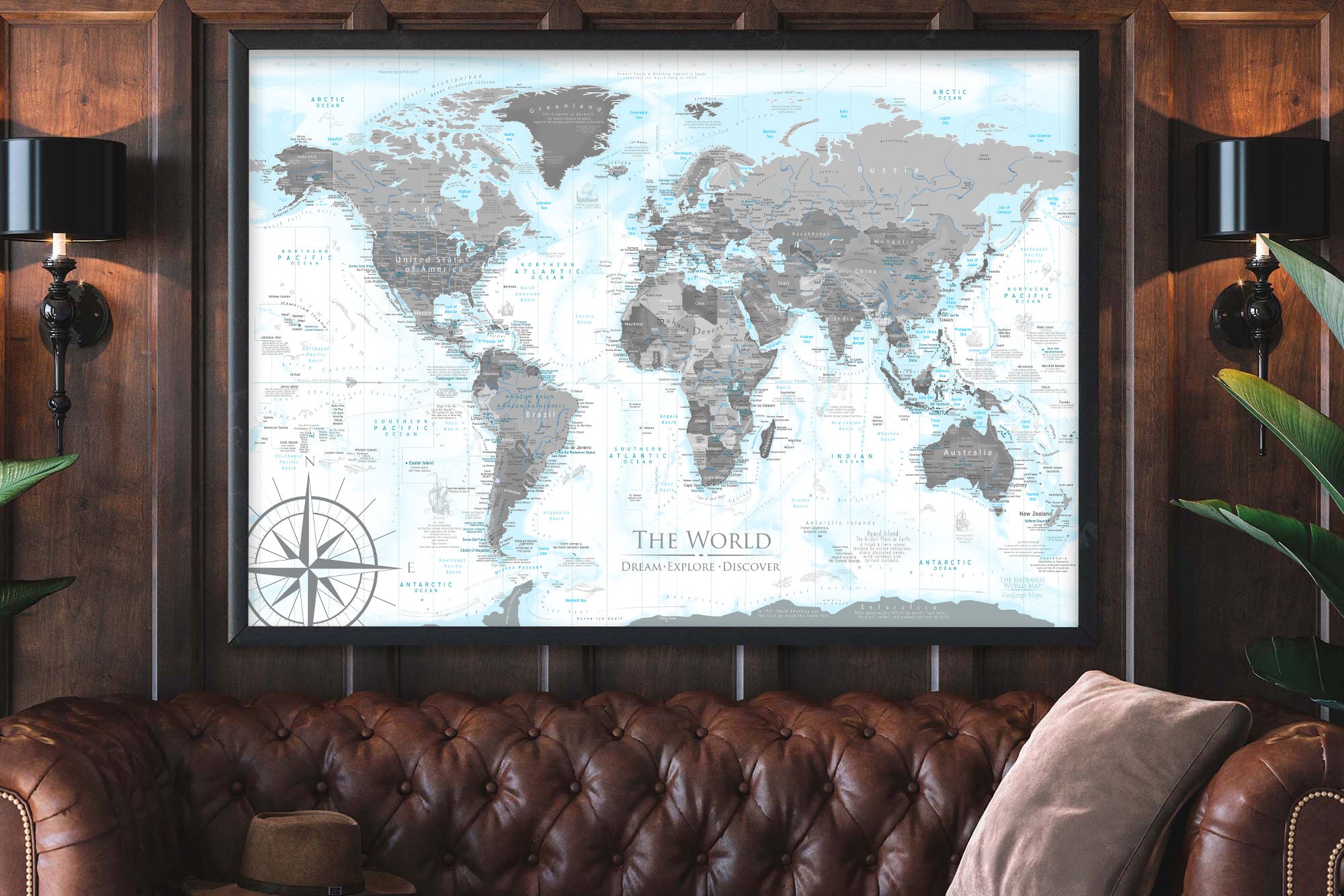 world map black and white