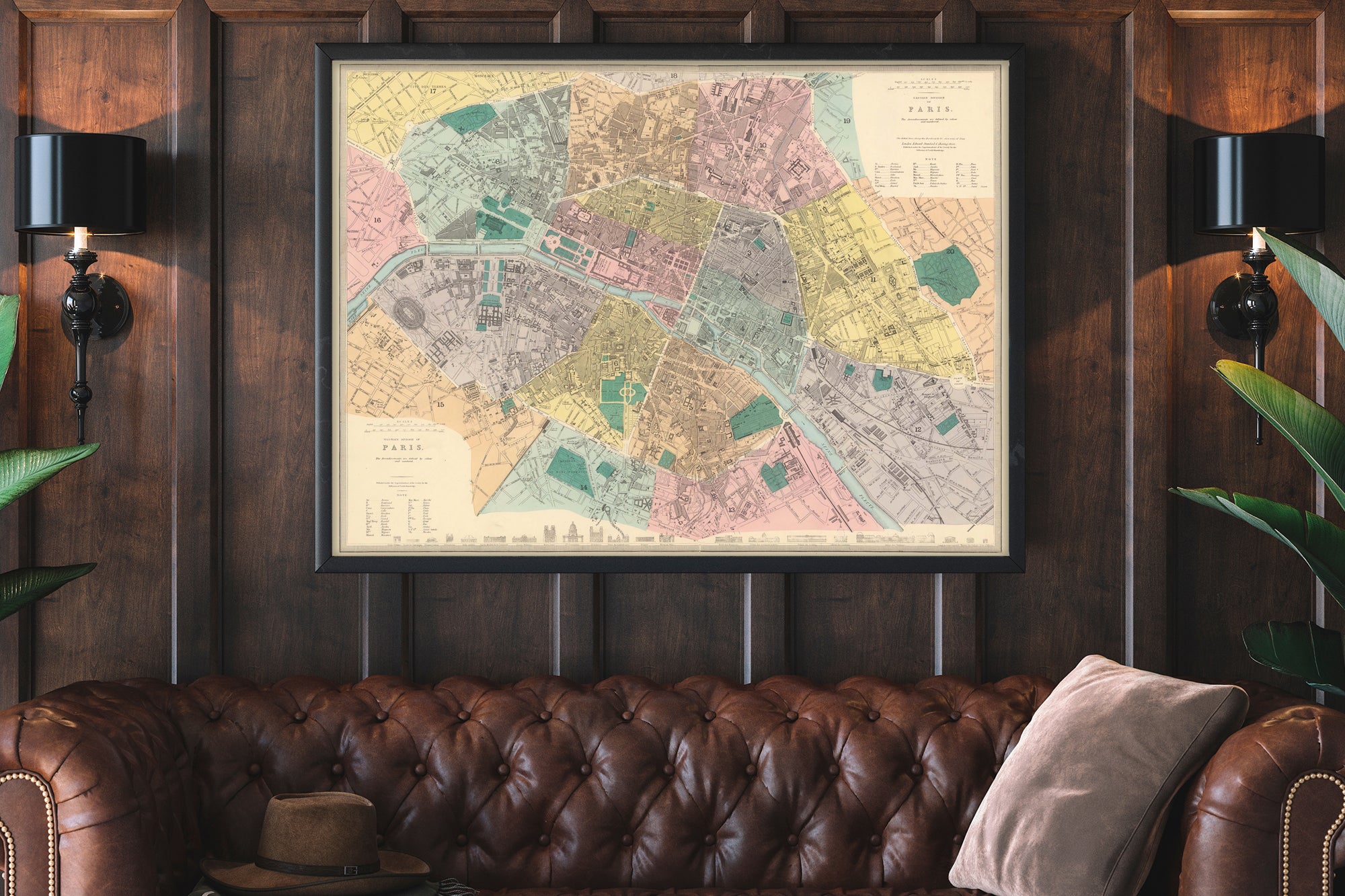 Large map of Paris for wall