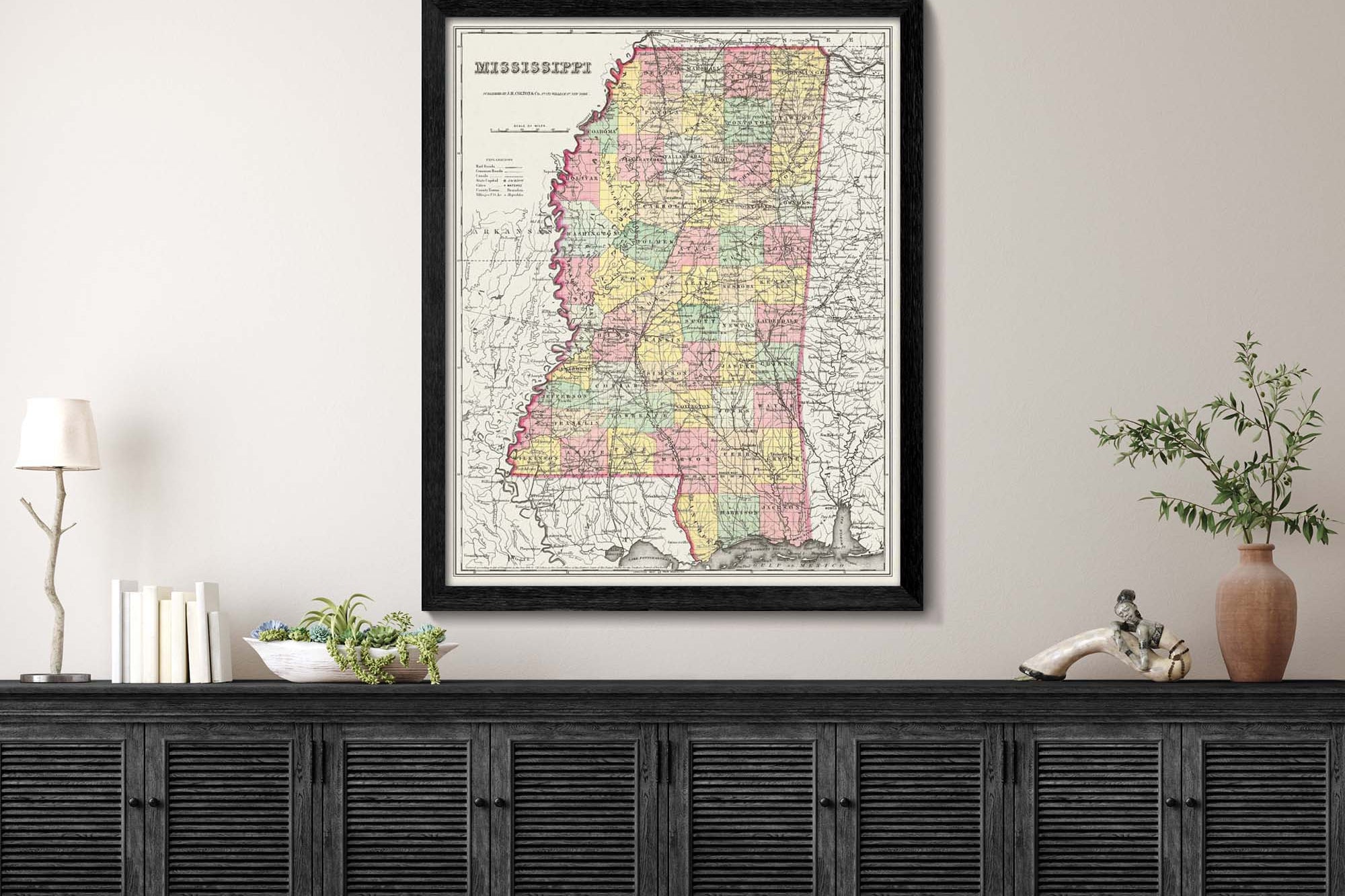 restored historic map of Mississippi