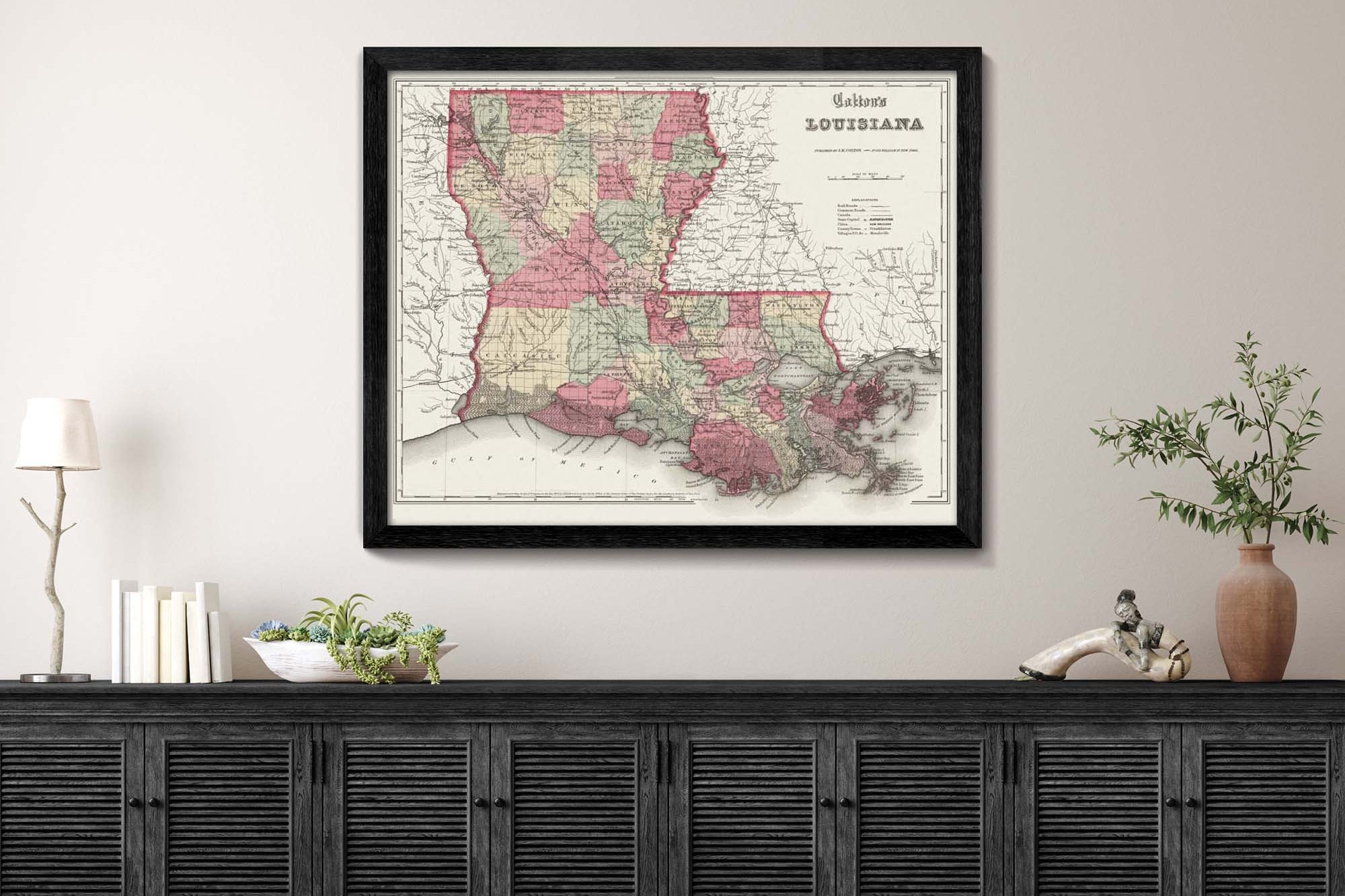 state of Louisiana vintage map
