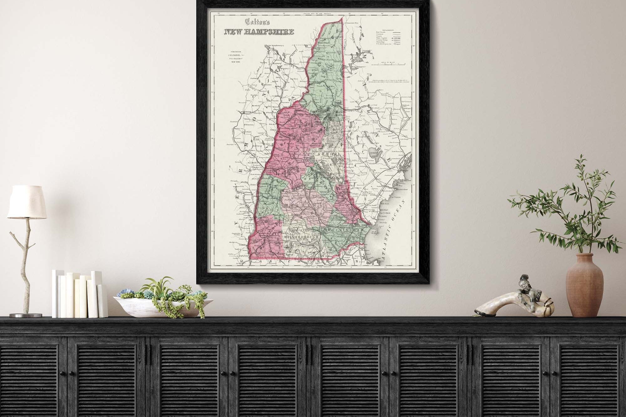 Vintage State of New Hampshire Map